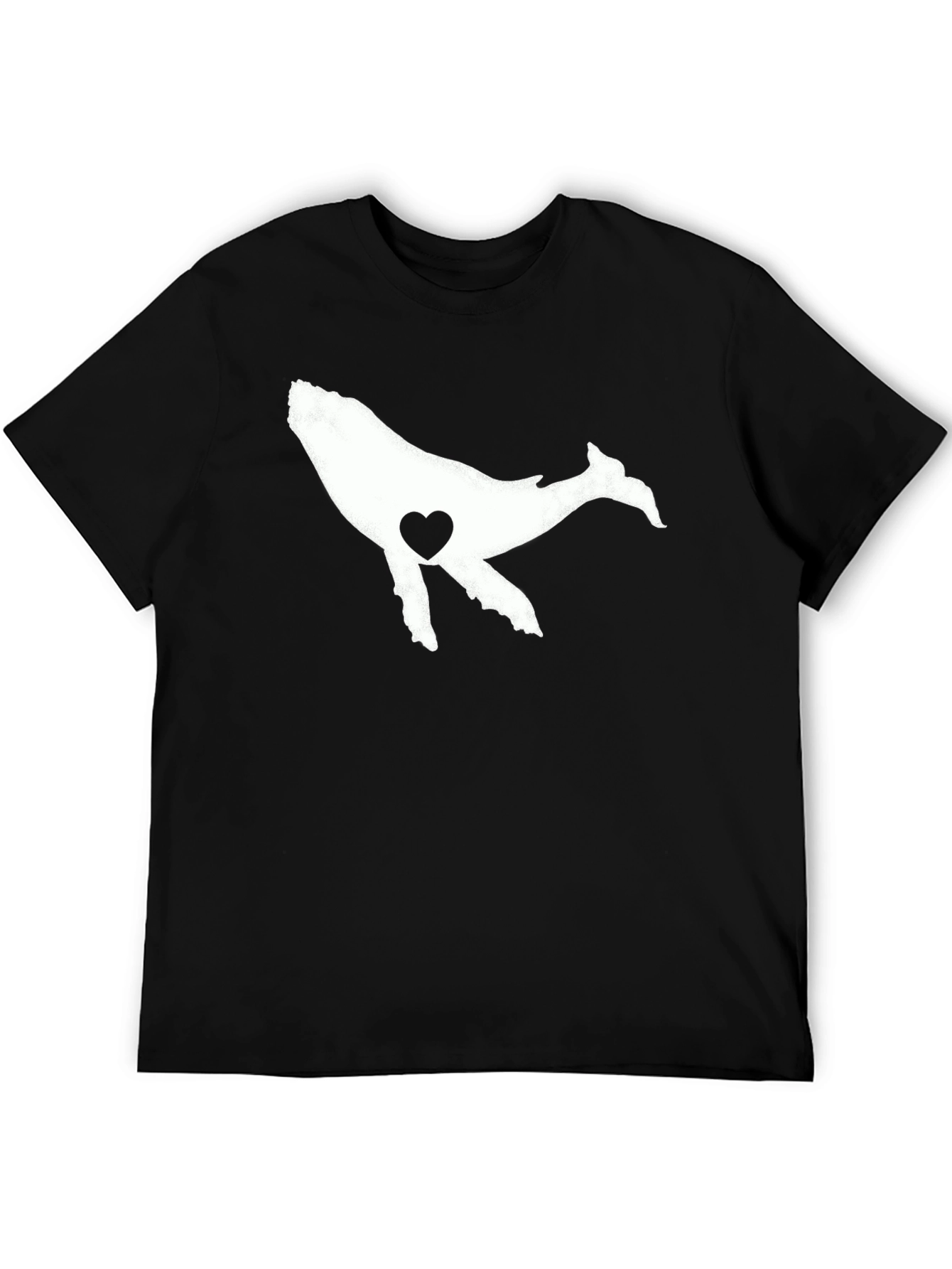 Whale Heart Graphic Tee - Black Casual T-Shirt
