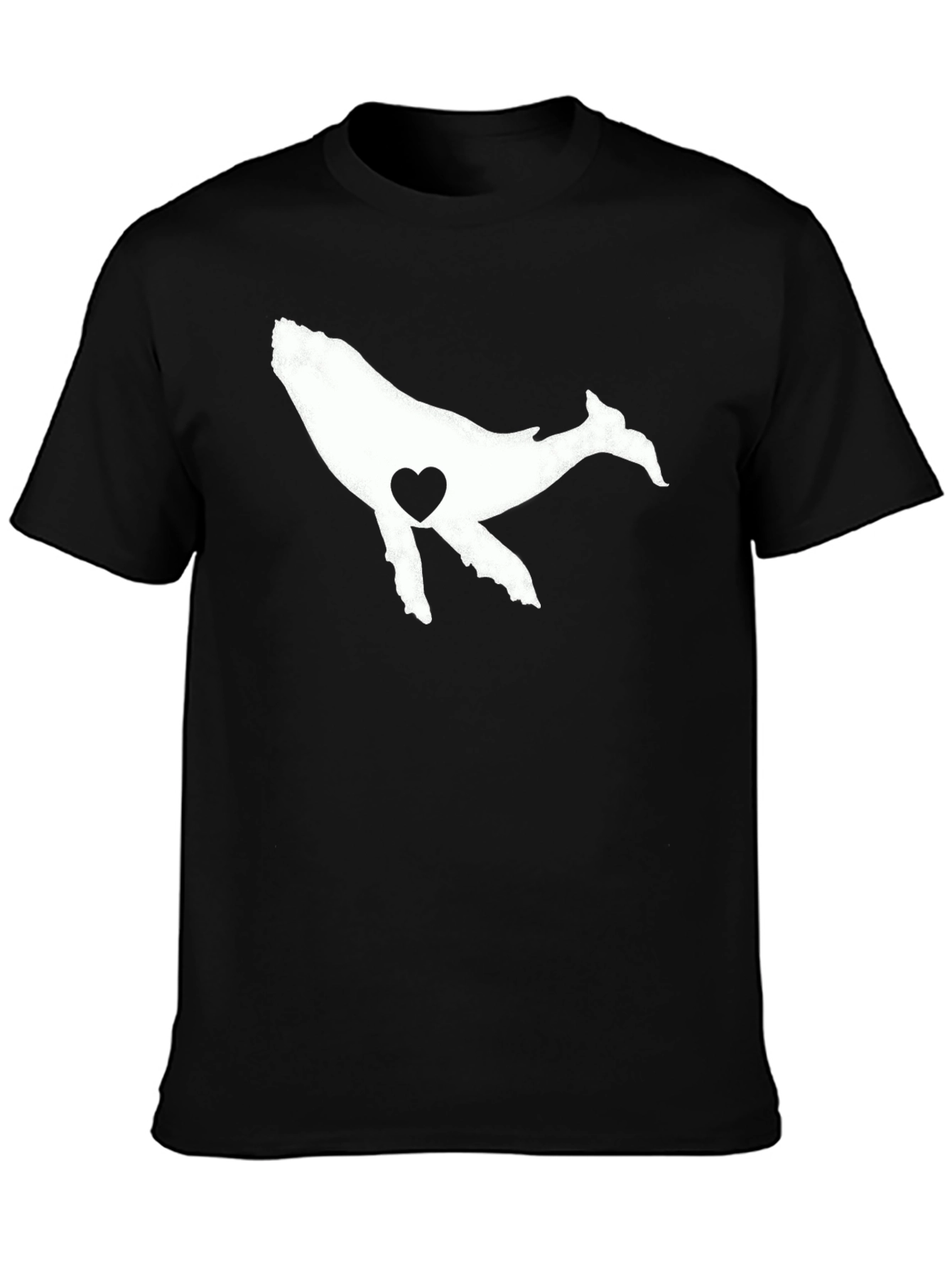 Whale Heart Graphic Tee - Black Casual T-Shirt