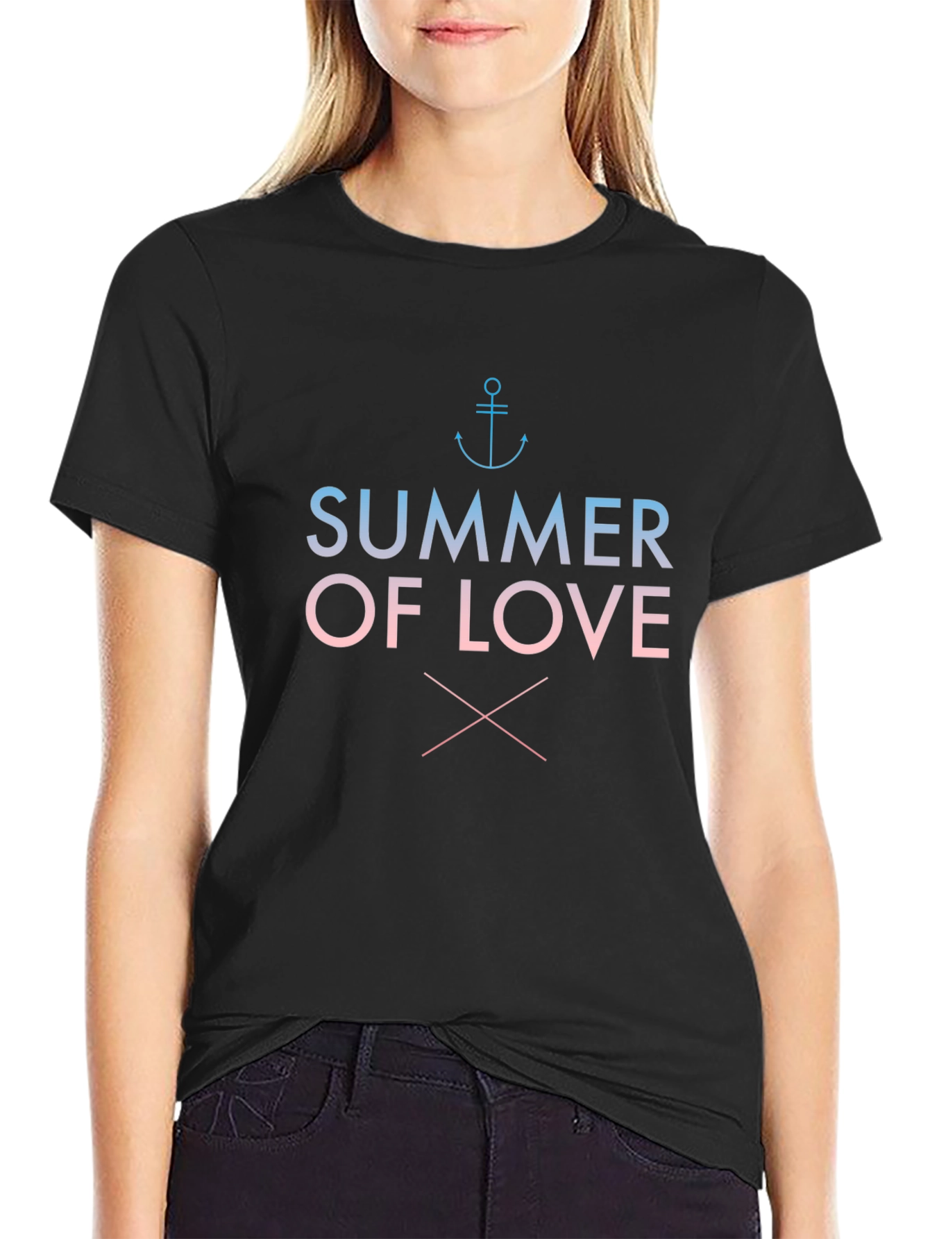 Summer of Love Graphic Tee - Black Cotton Blend