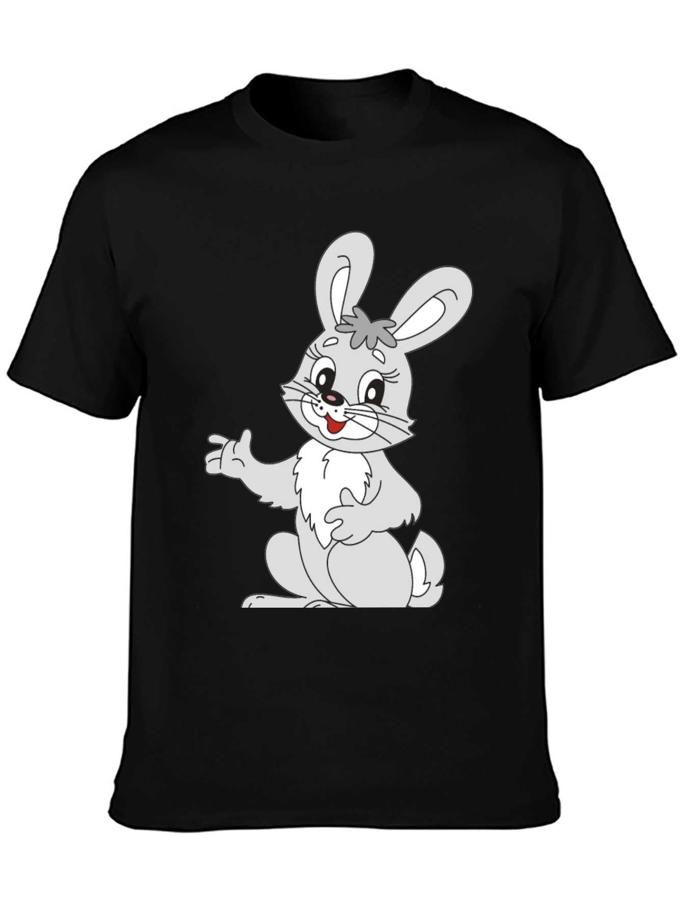 Cute Bunny Graphic Black T-Shirt