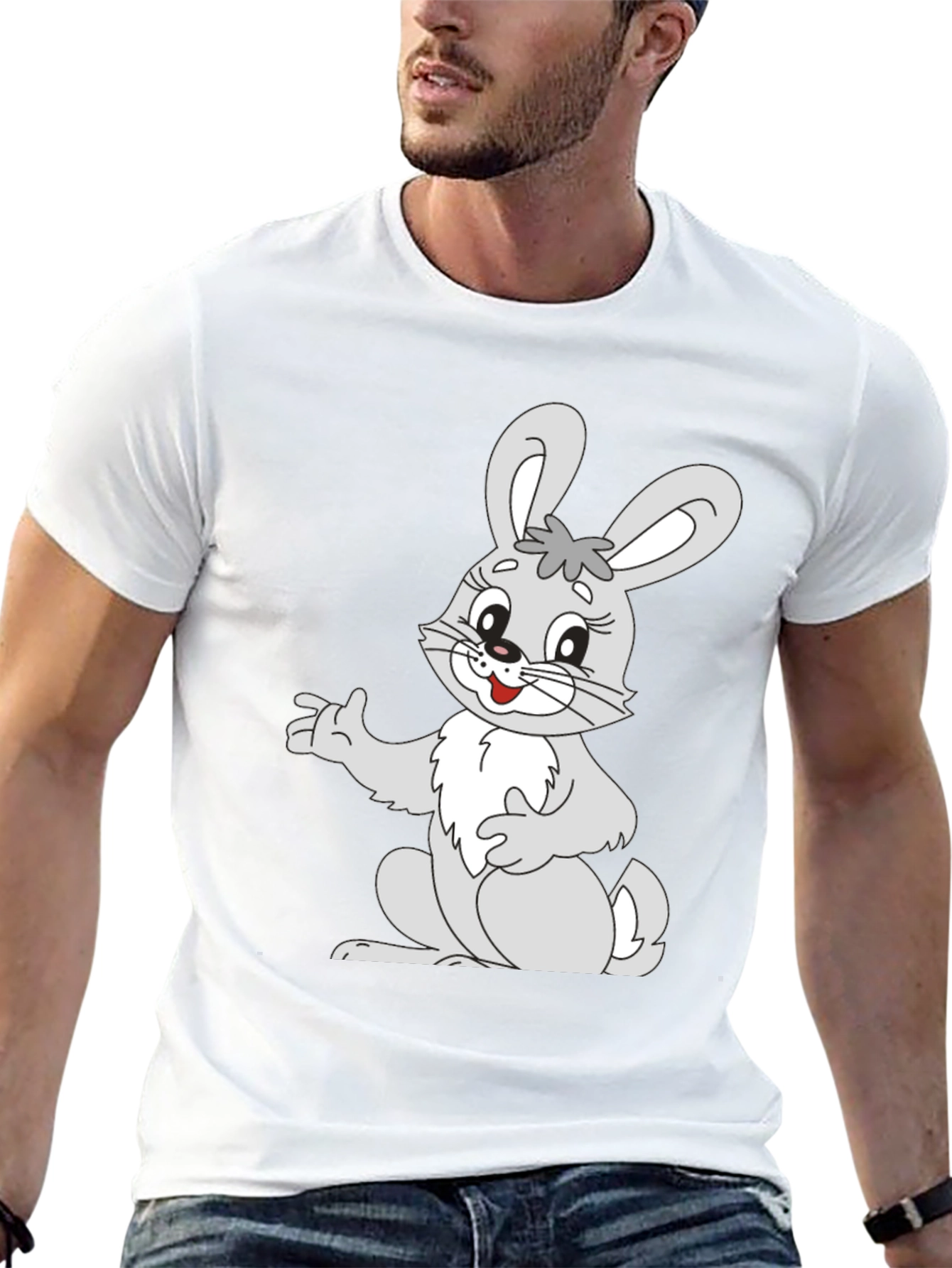 Cute Bunny Graphic Black T-Shirt