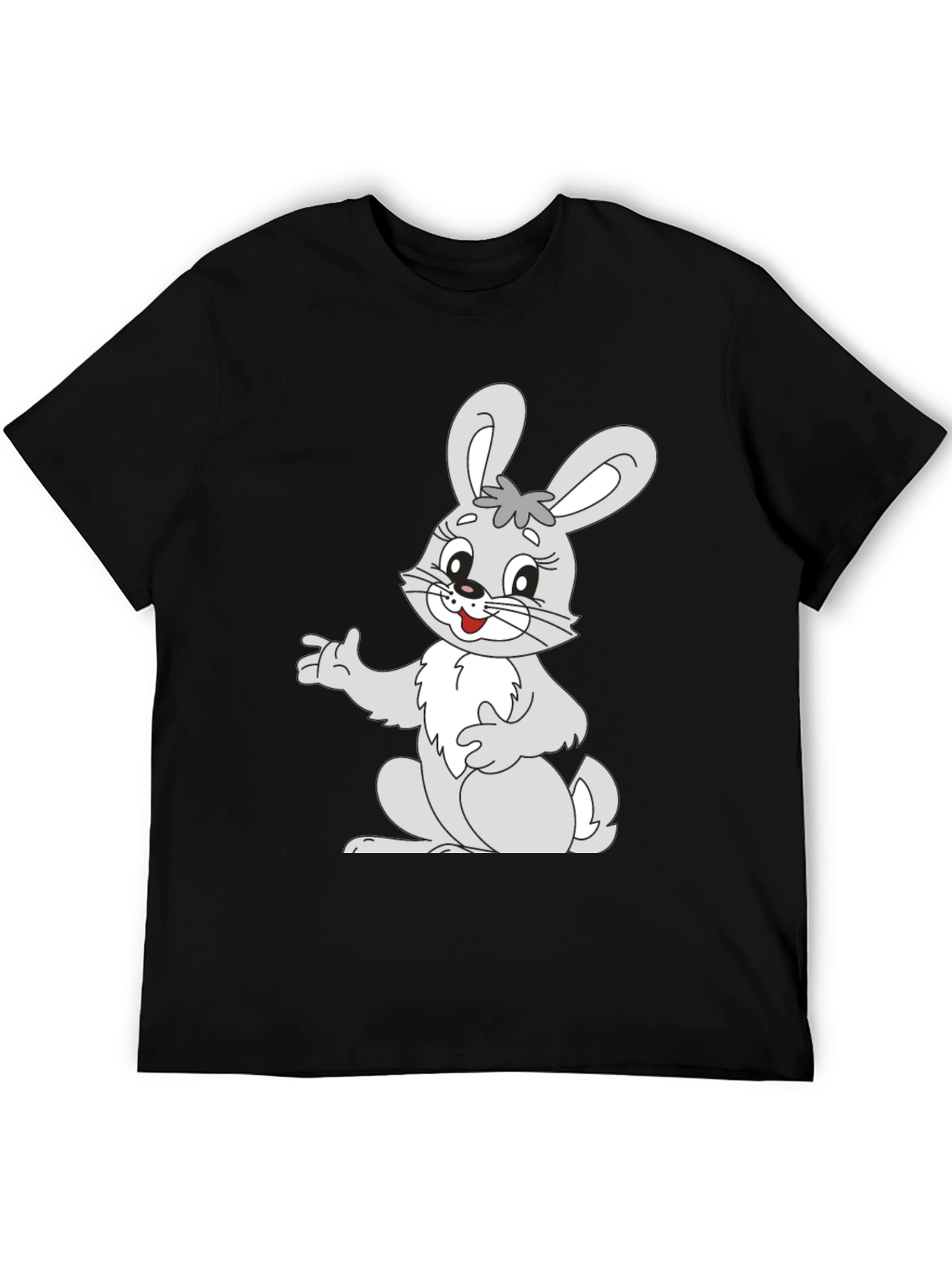 Cute Bunny Graphic Black T-Shirt