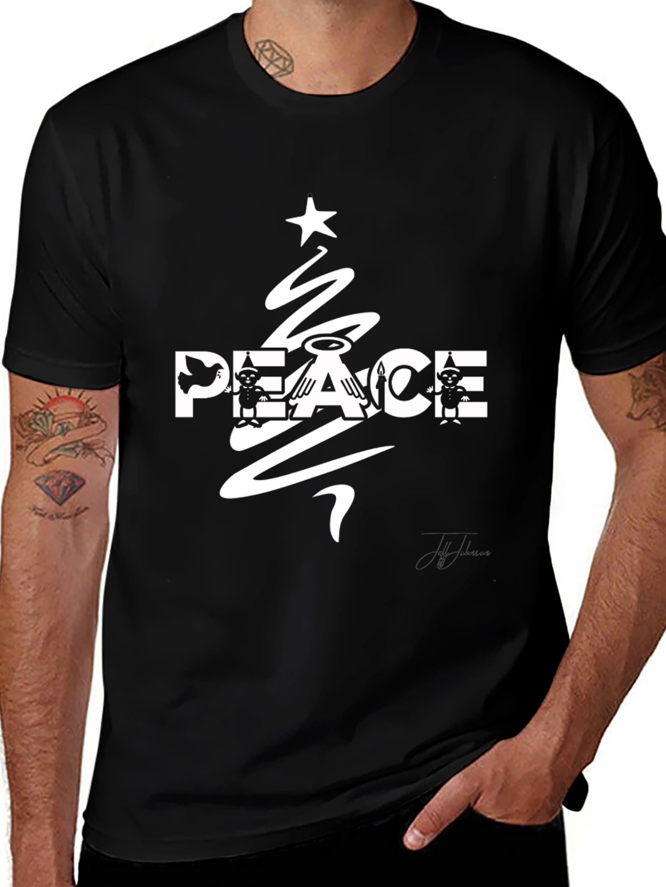 Peace Christmas Tree Graphic Tee - Holiday Style