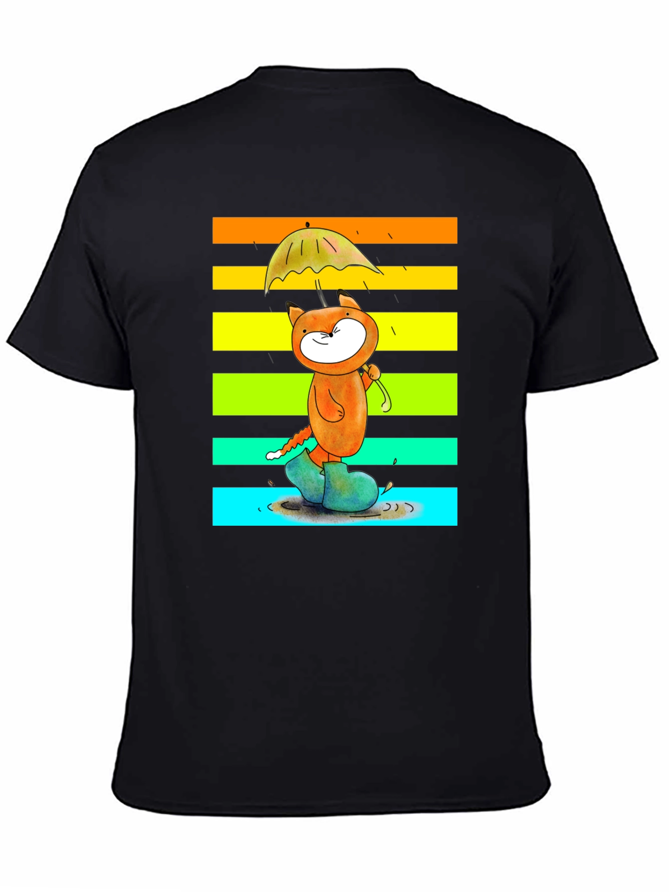 Cute Cat Rainbow Rain T-Shirt