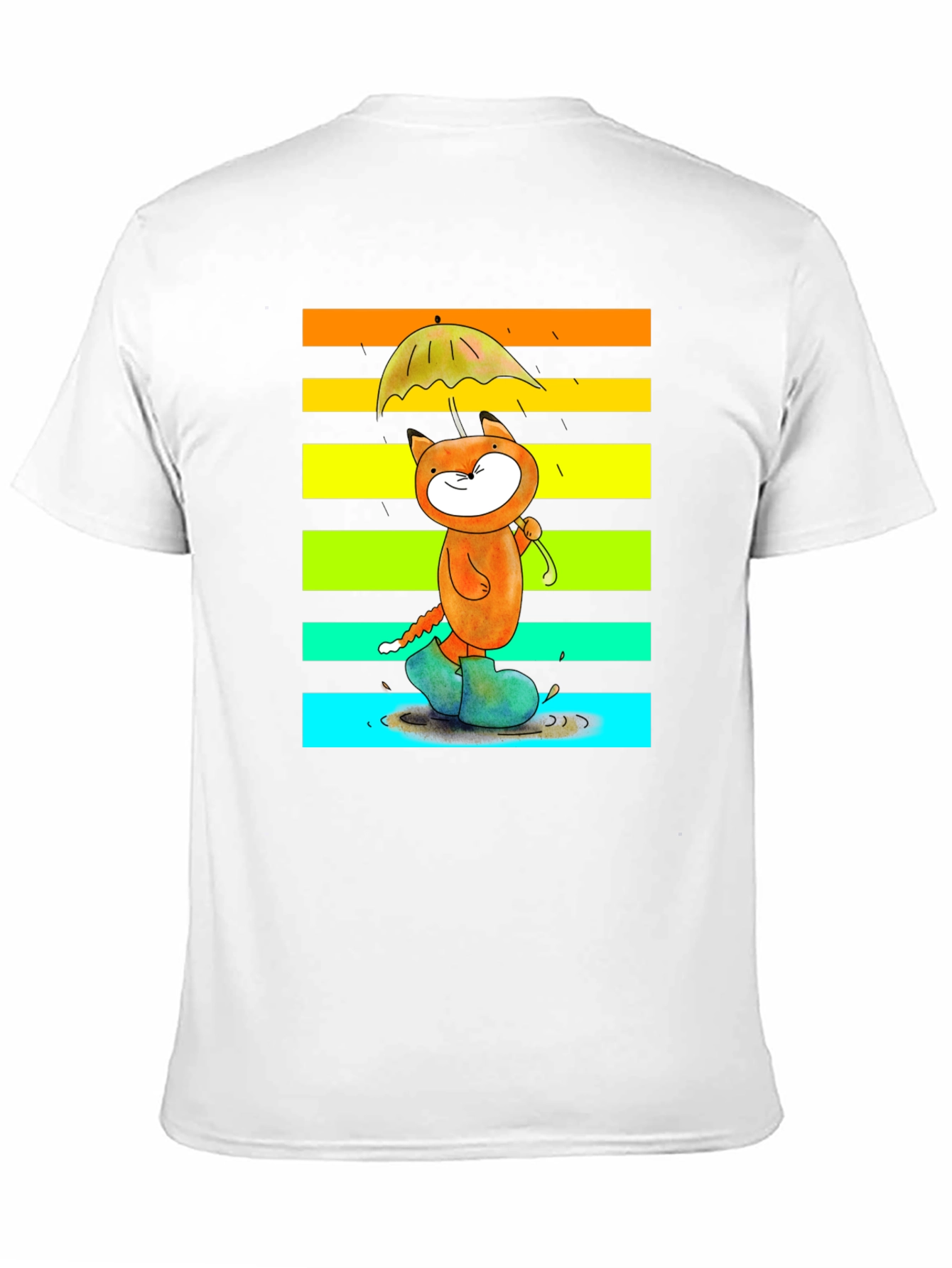 Cute Cat Rainbow Rain T-Shirt