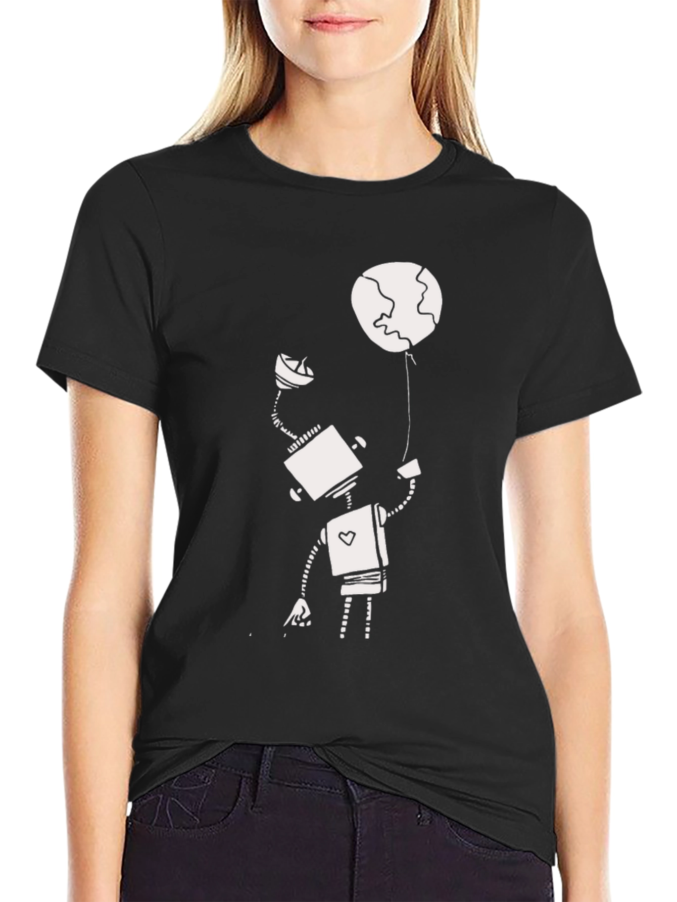Robot and Globe Graphic T-Shirt - Modern Design