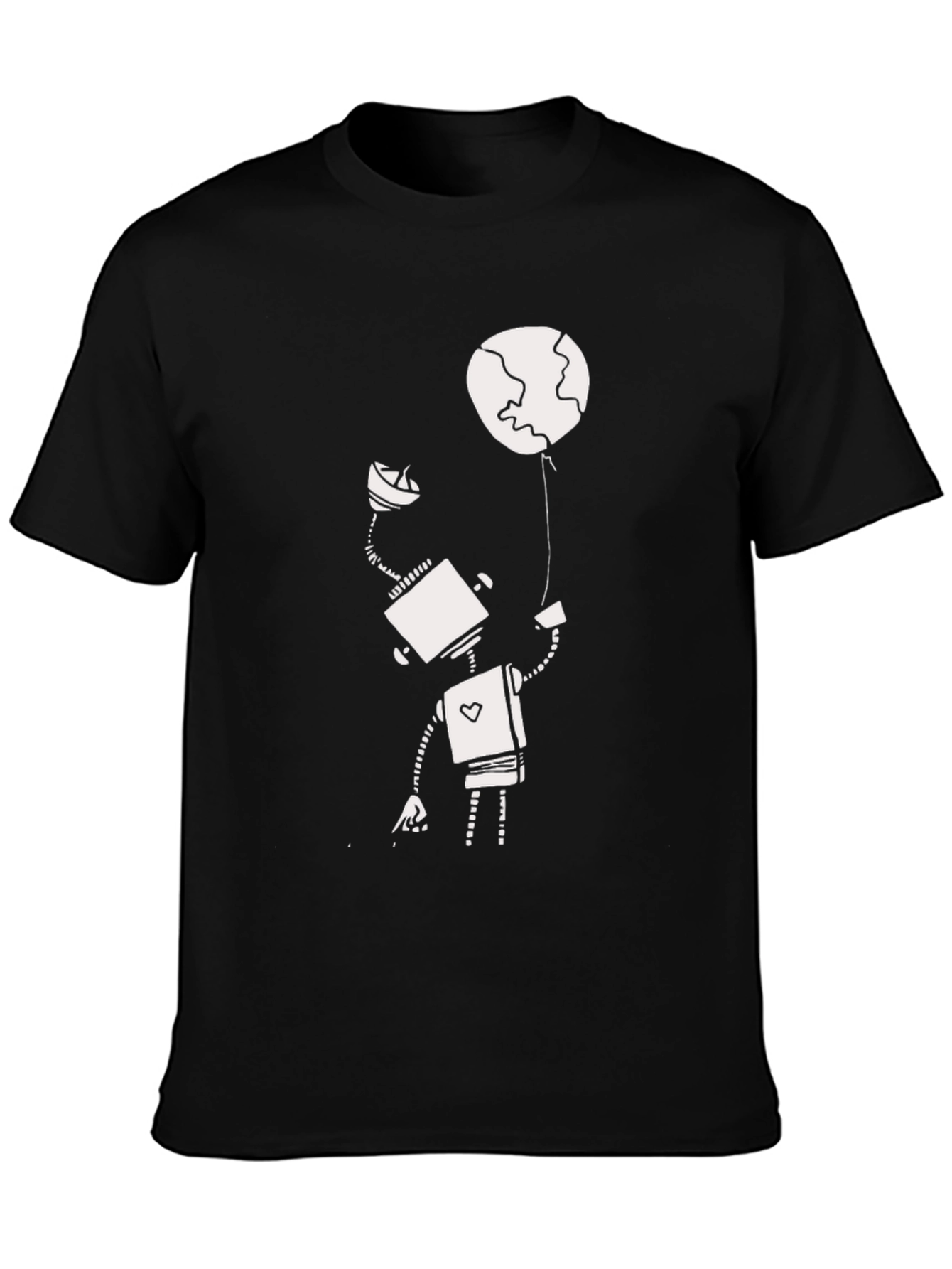 Robot and Globe Graphic T-Shirt - Modern Design