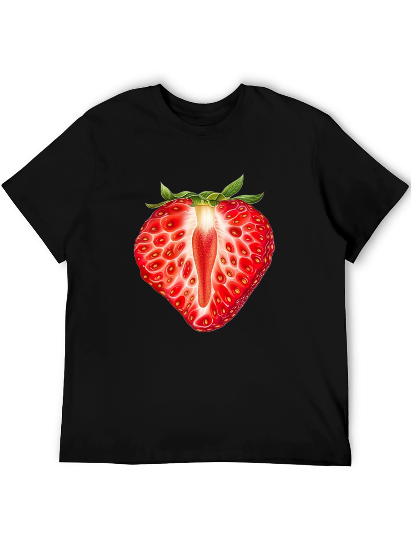 Strawberry Slice Graphic T-Shirt - Unisex Black Tee