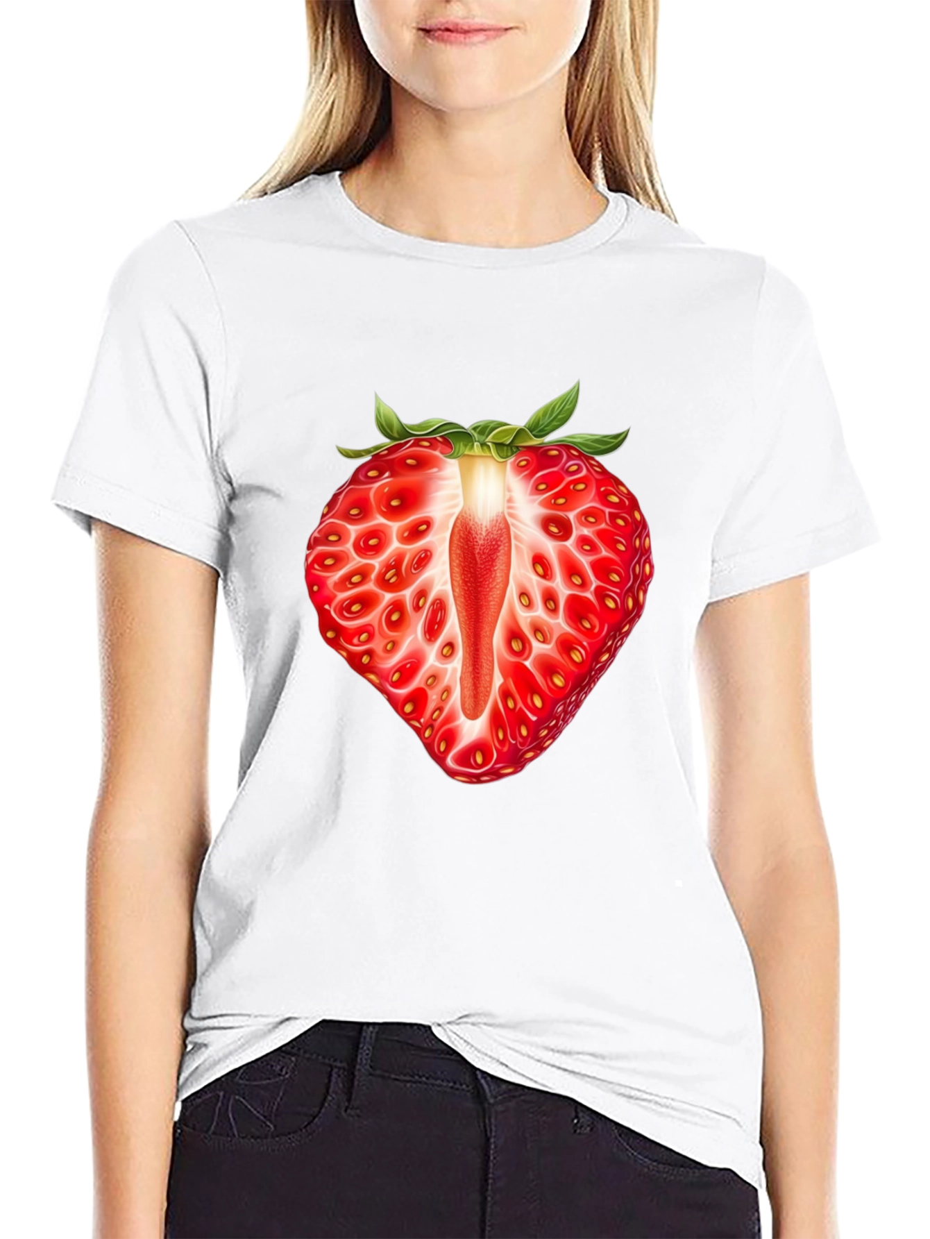 Strawberry Slice Graphic T-Shirt - Unisex Black Tee