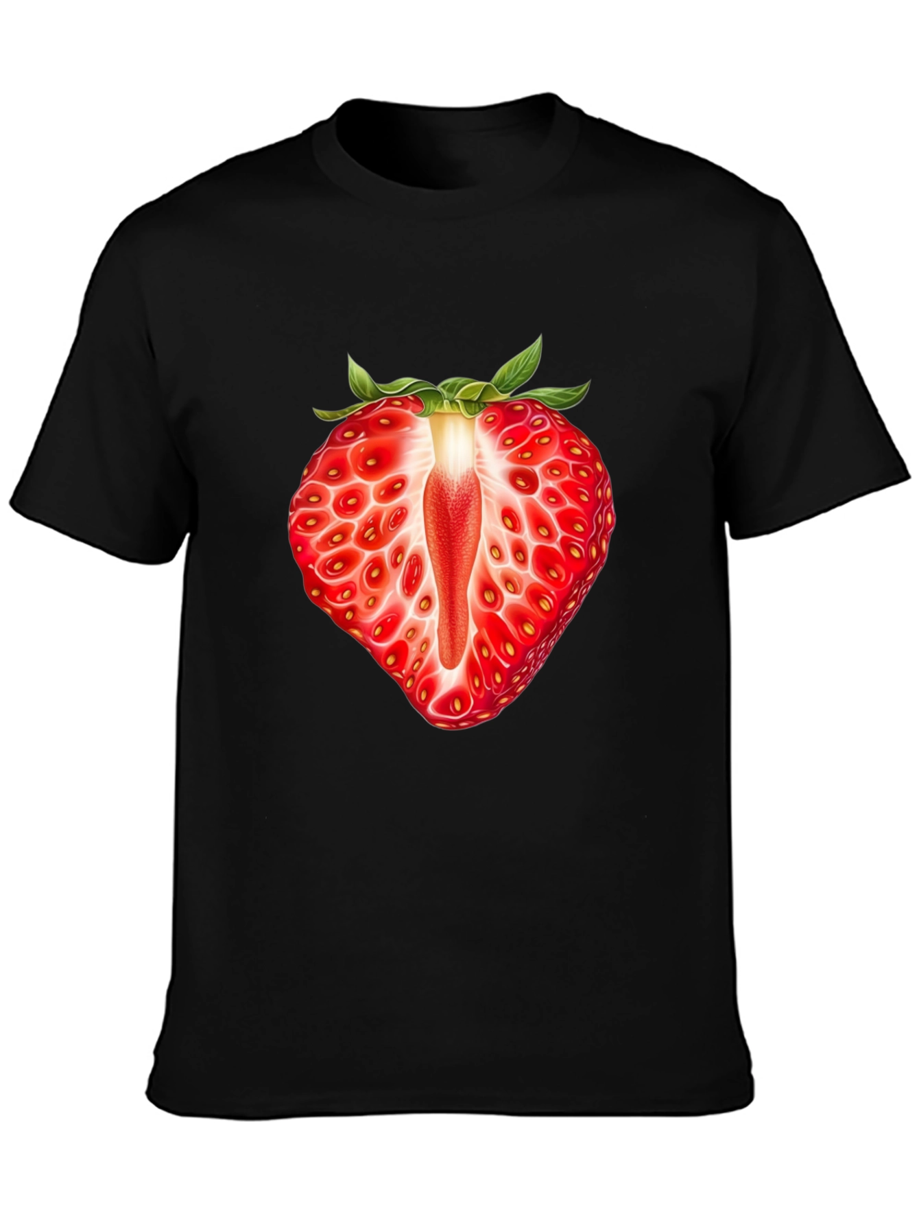 Strawberry Slice Graphic T-Shirt - Unisex Black Tee