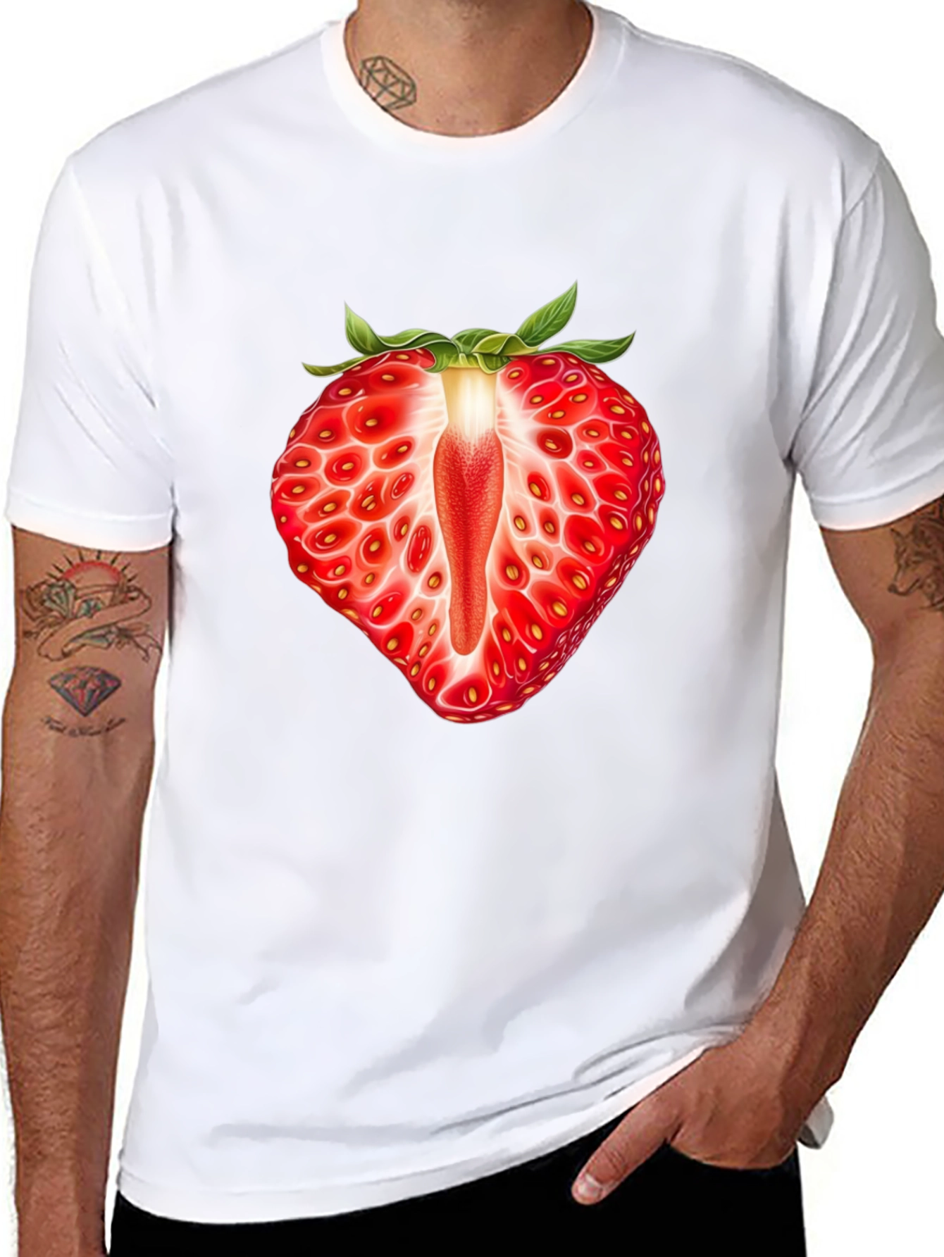 Strawberry Slice Graphic T-Shirt - Unisex Black Tee
