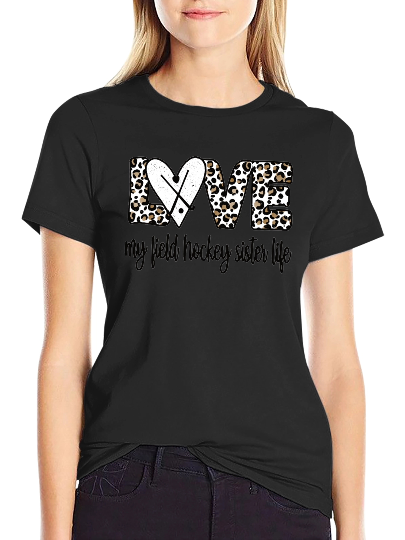 Field Hockey Sister Life T-Shirt - Leopard Print