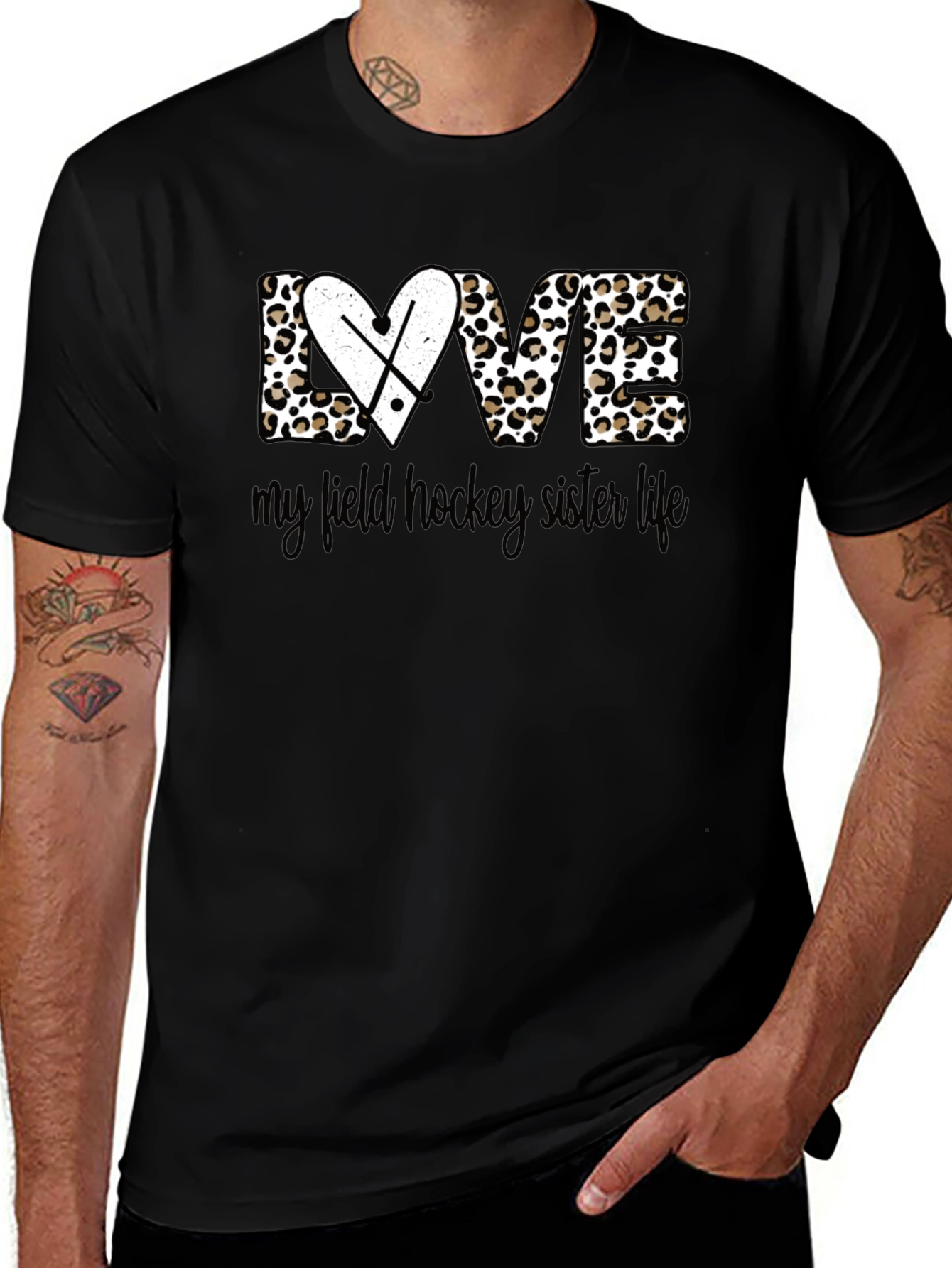 Field Hockey Sister Life T-Shirt - Leopard Print
