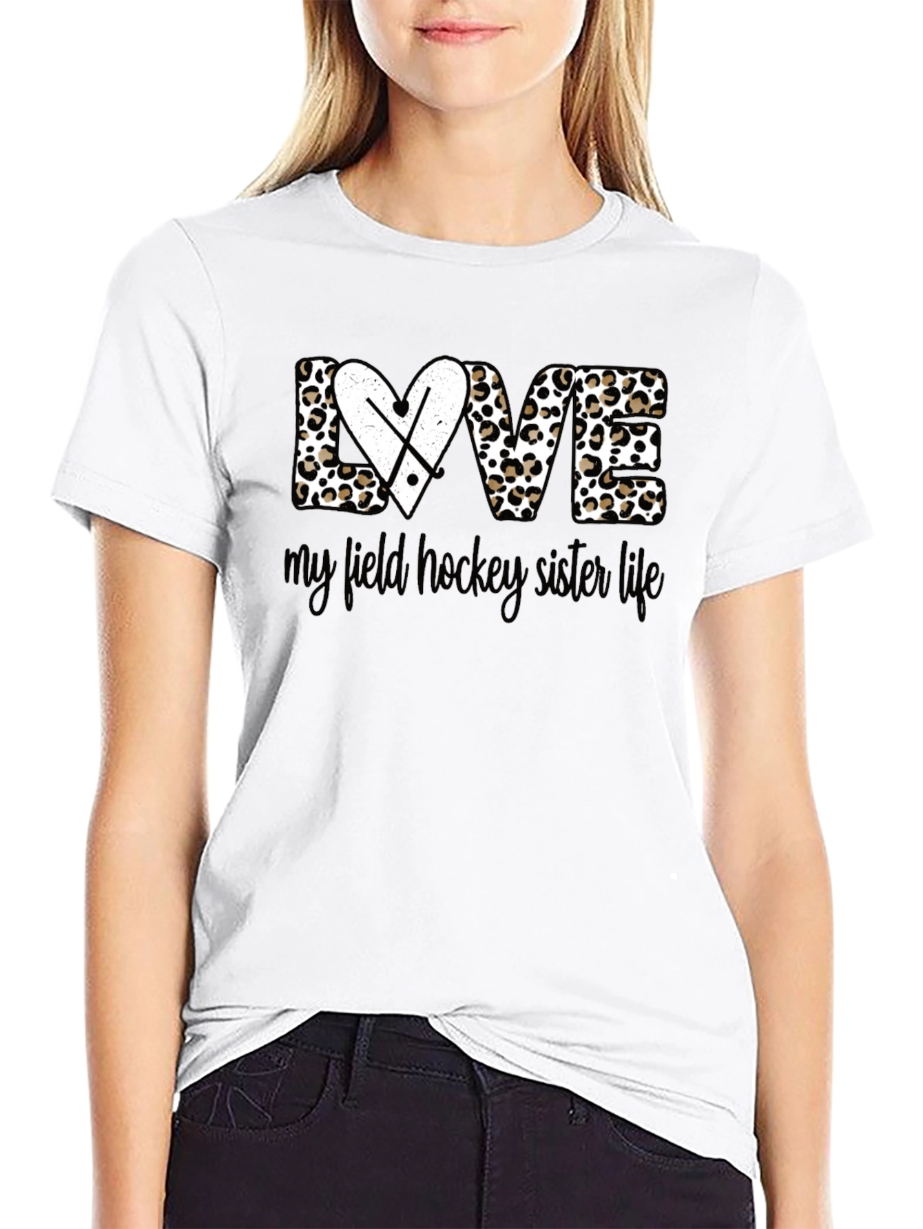 Field Hockey Sister Life T-Shirt - Leopard Print