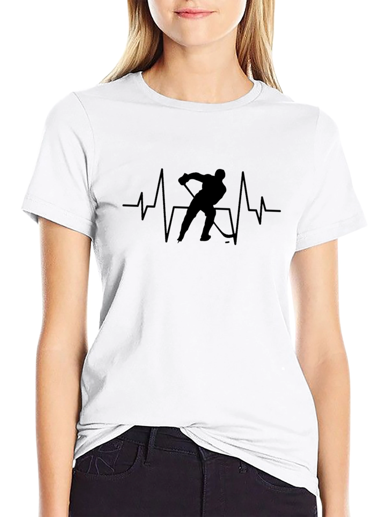 Hockey Heartbeat Graphic T-Shirt - Black