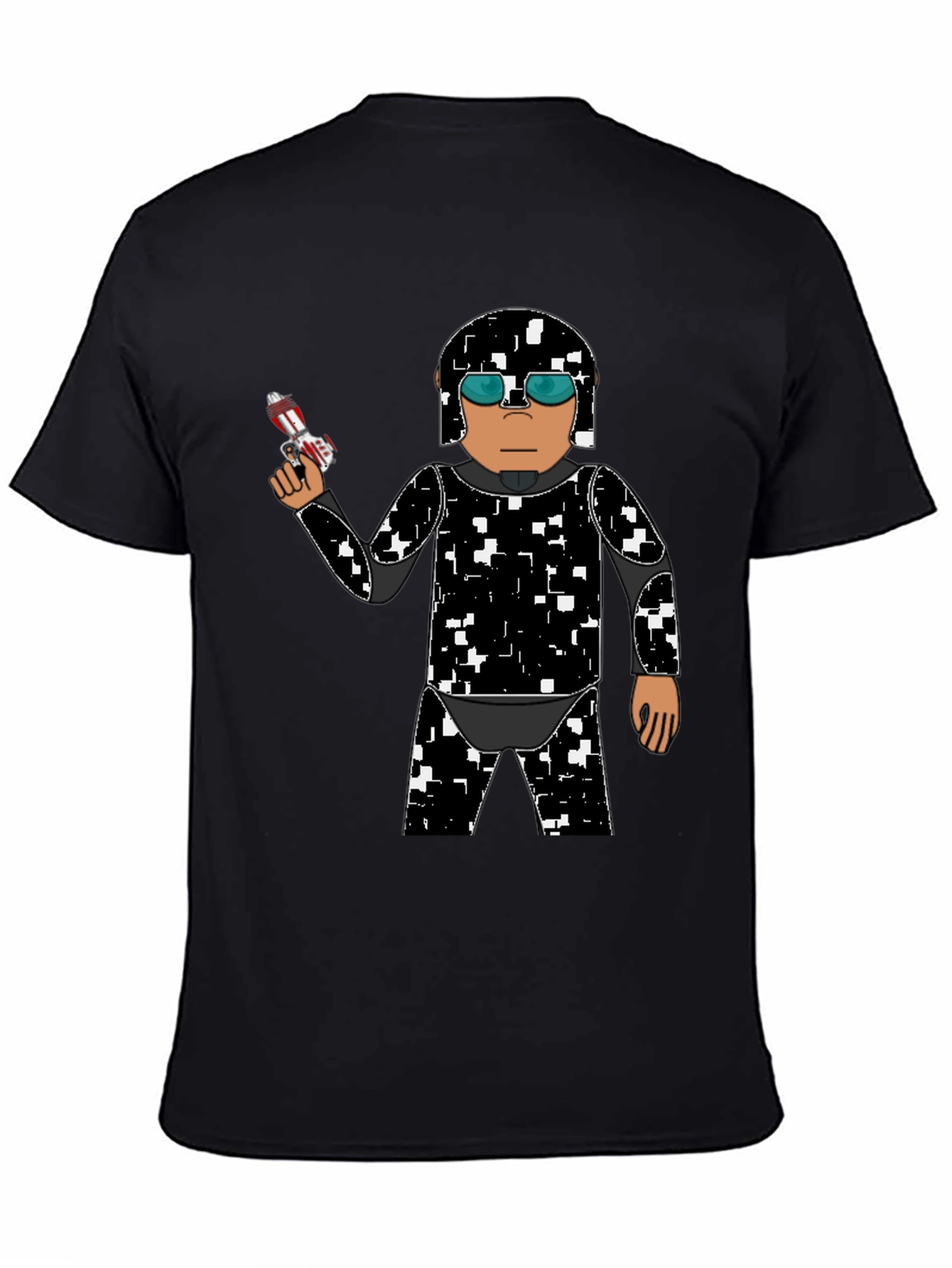 Sci-Fi Soldier Graphic Tee - Black Cotton Blend