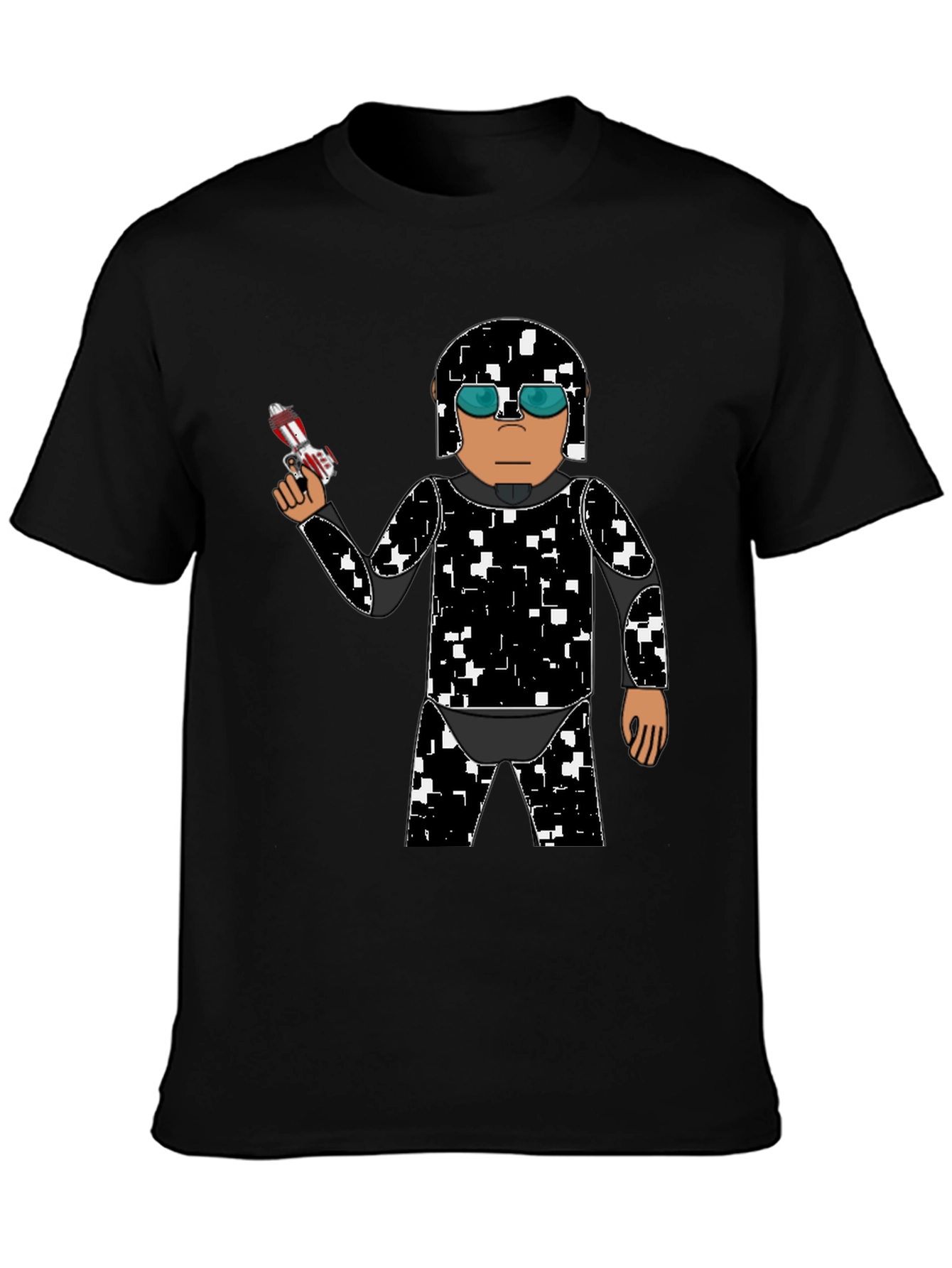 Sci-Fi Soldier Graphic Tee - Black Cotton Blend