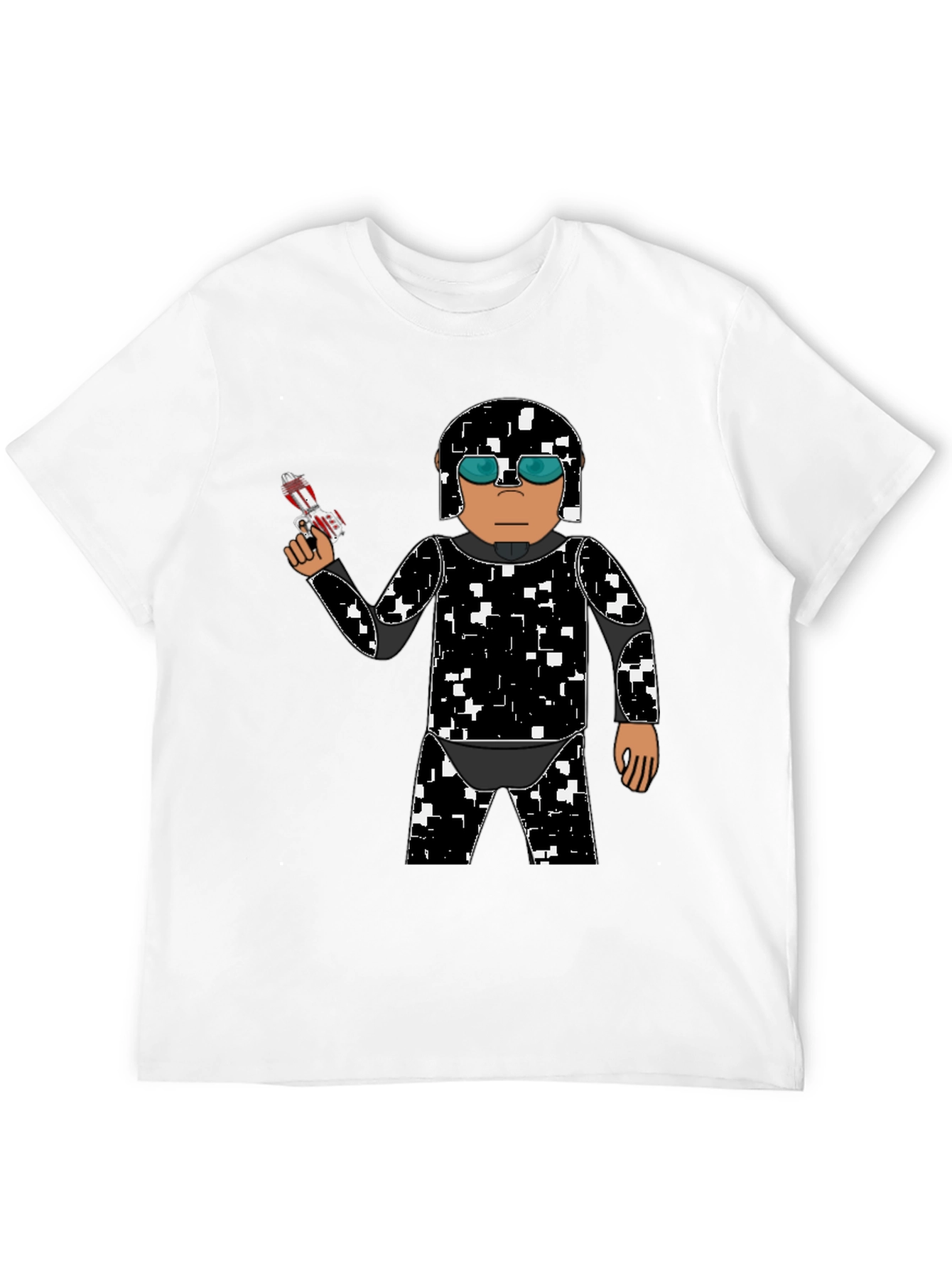 Sci-Fi Soldier Graphic Tee - Black Cotton Blend
