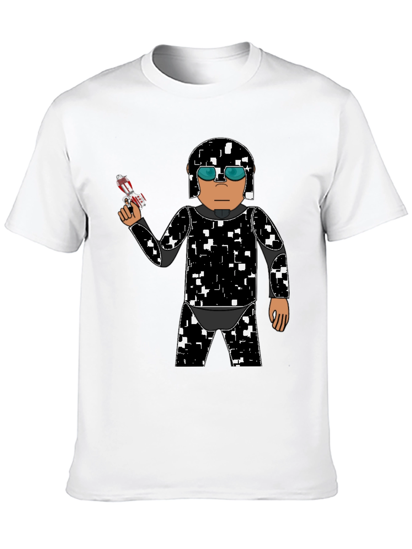 Sci-Fi Soldier Graphic Tee - Black Cotton Blend