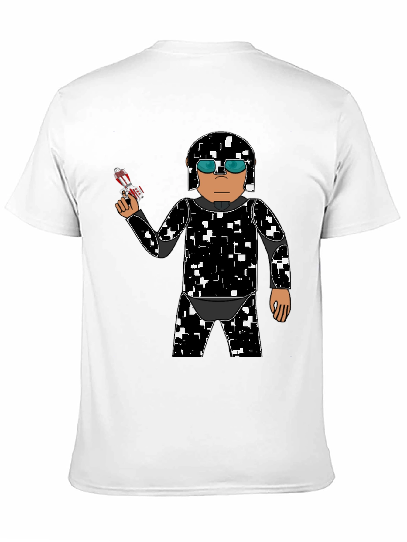 Sci-Fi Soldier Graphic Tee - Black Cotton Blend