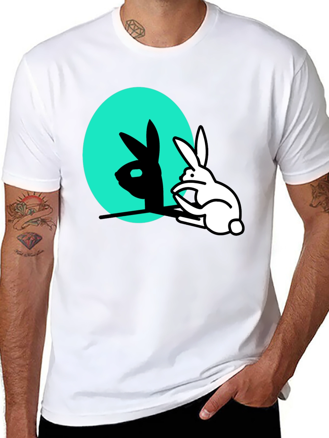 Rabbit Shadow T-Shirt - Funny Animal Tee