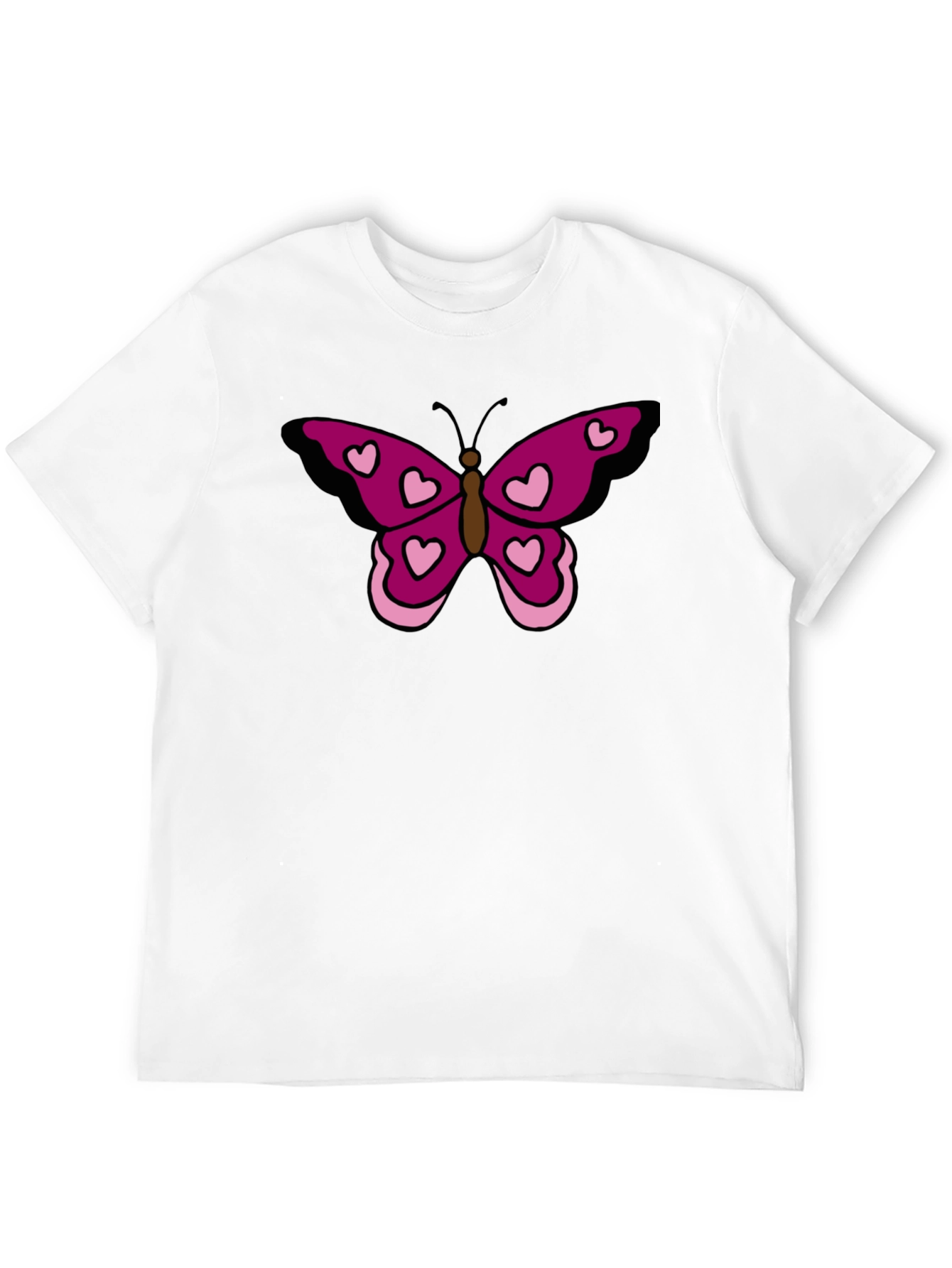 Butterfly Heart Graphic Tee - Black Cotton Casual Shirt