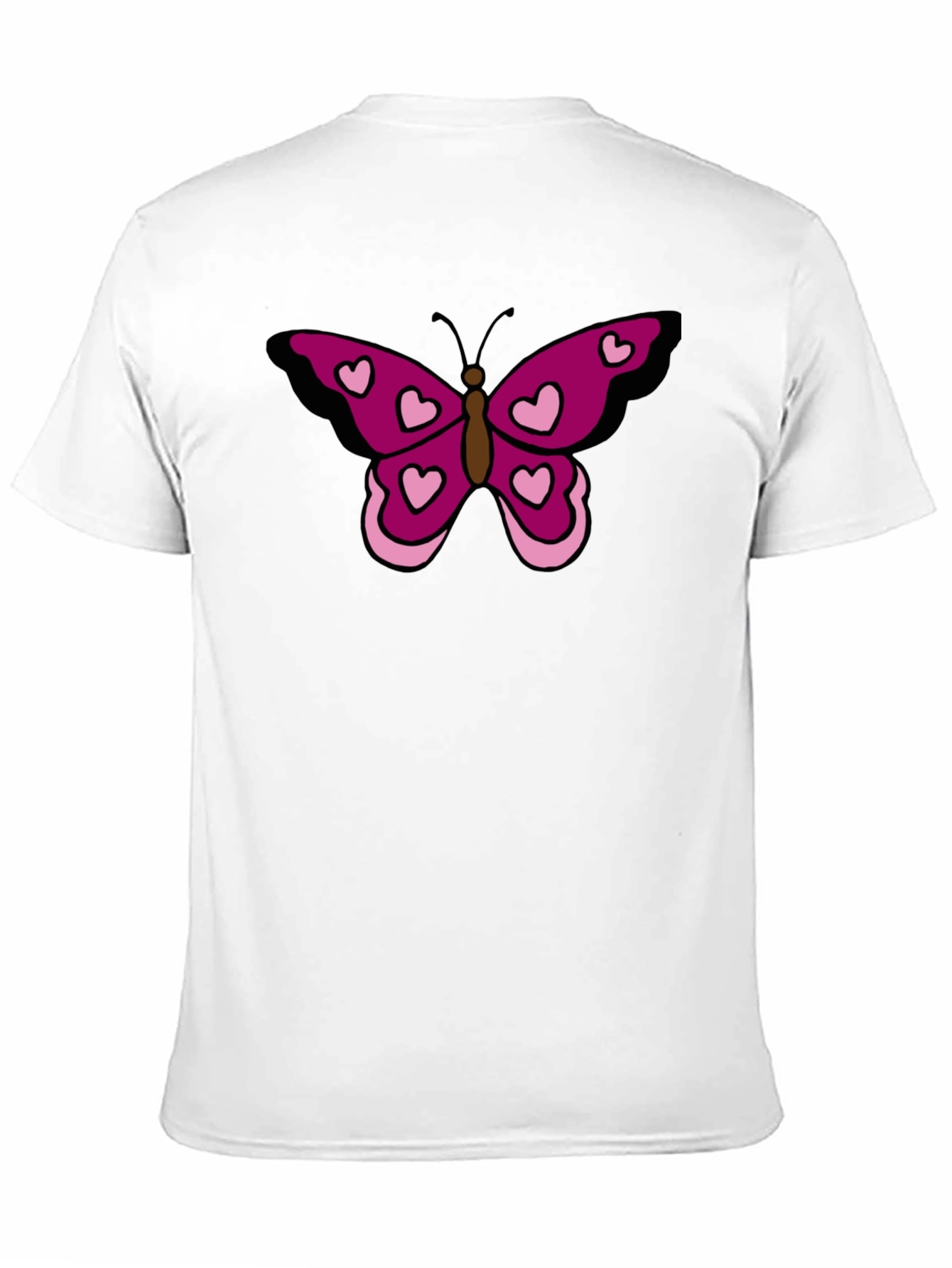 Butterfly Heart Graphic Tee - Black Cotton Casual Shirt