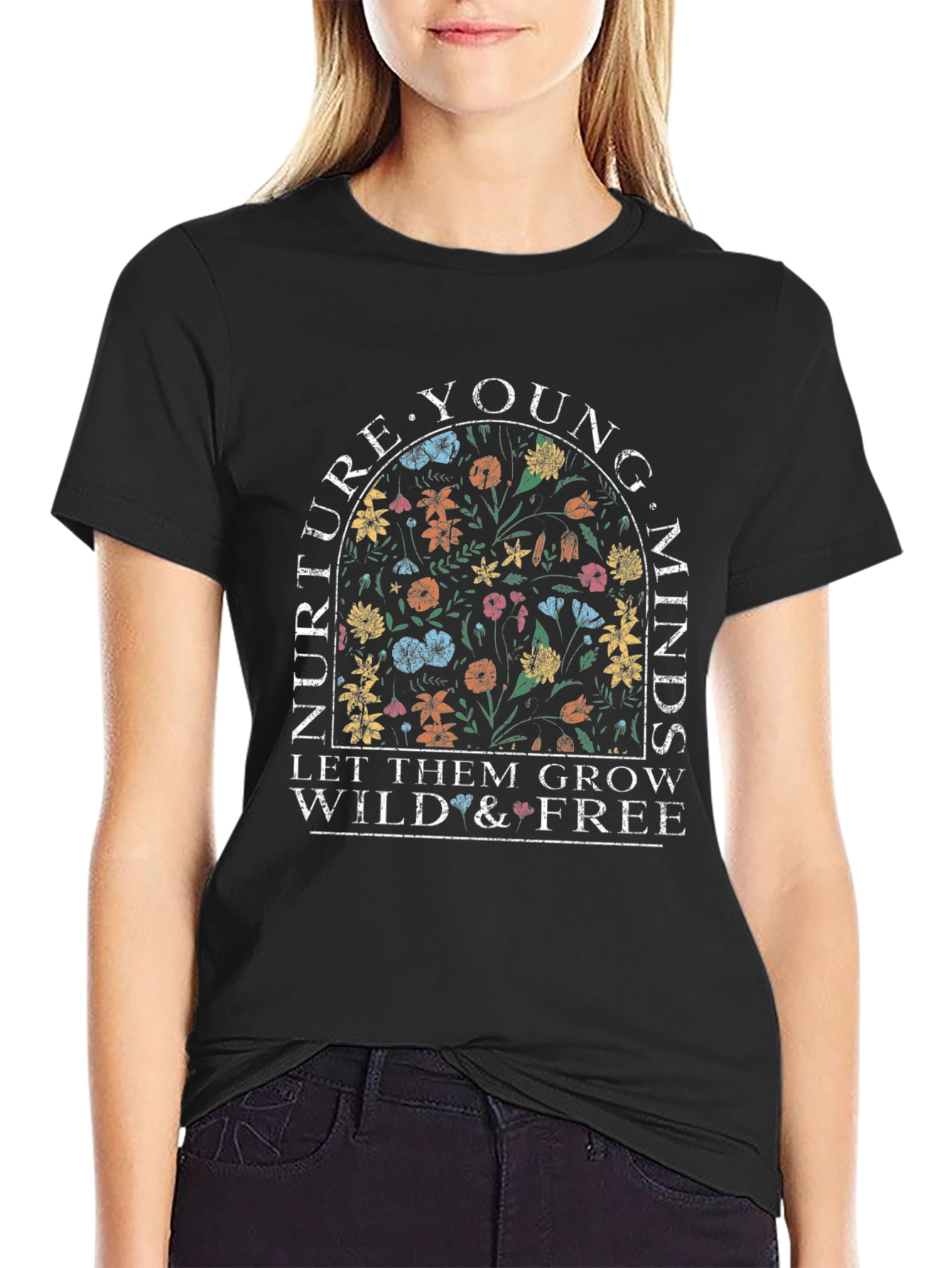 Nurture Young Minds Floral Graphic Tee