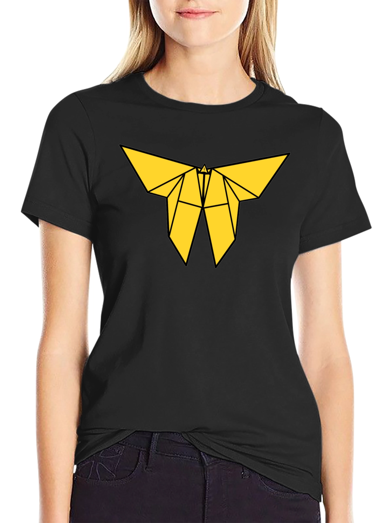 Geometric Origami Moth Black Tee