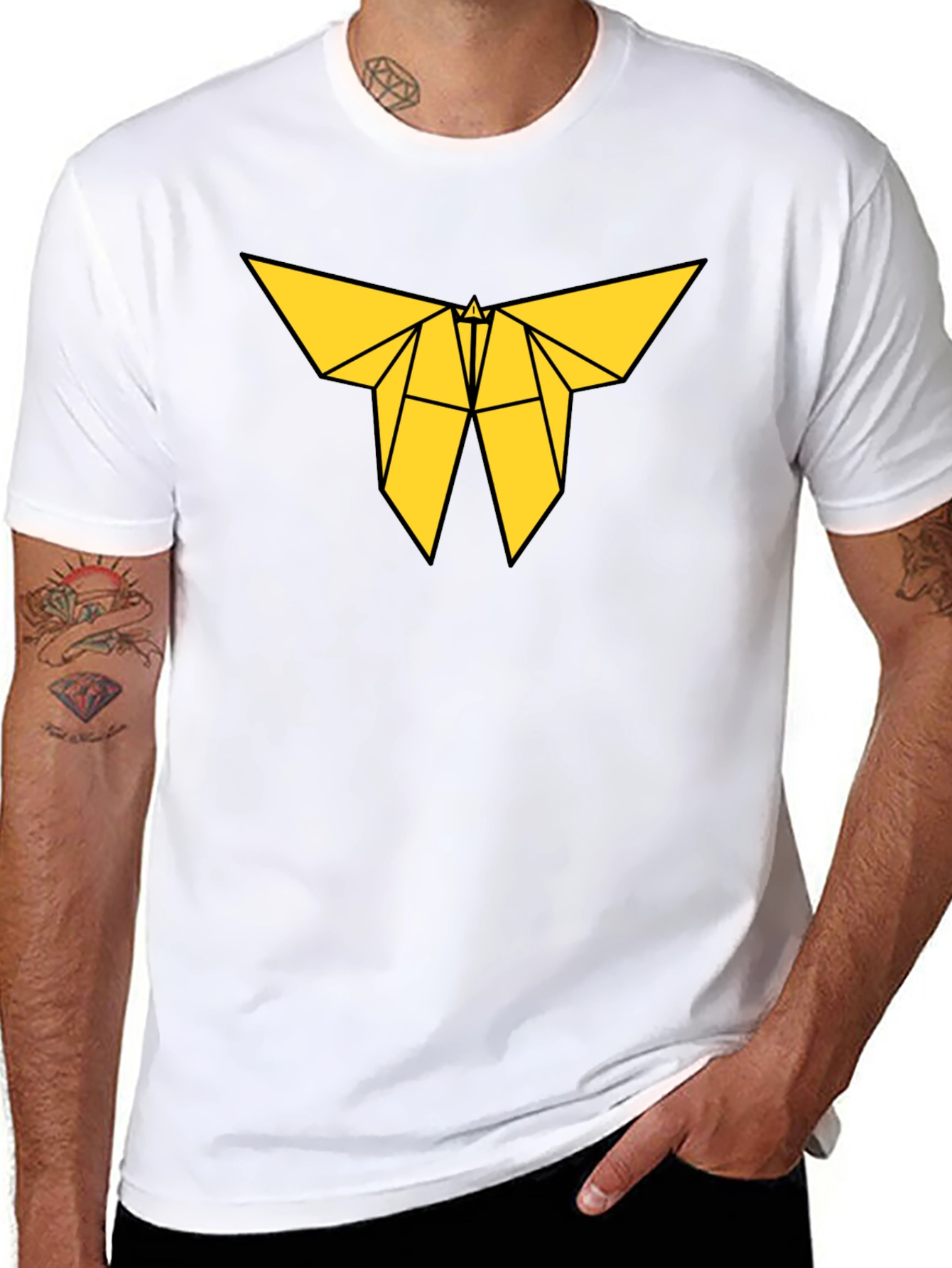Geometric Origami Moth Black Tee