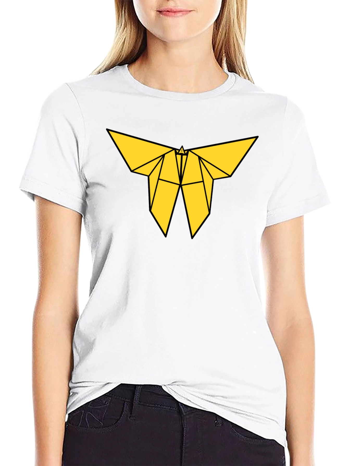 Geometric Origami Moth Black Tee