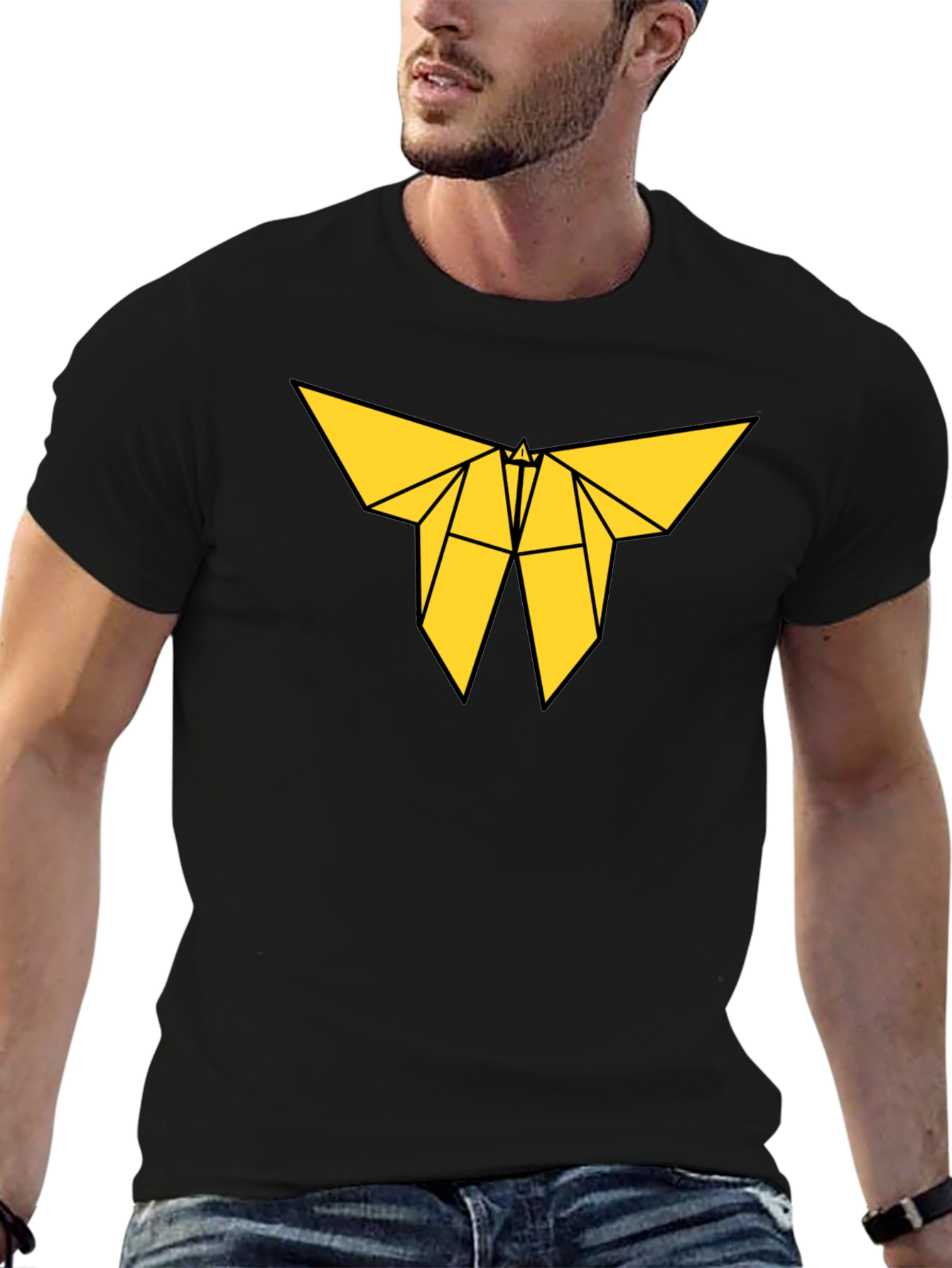 Geometric Origami Moth Black Tee