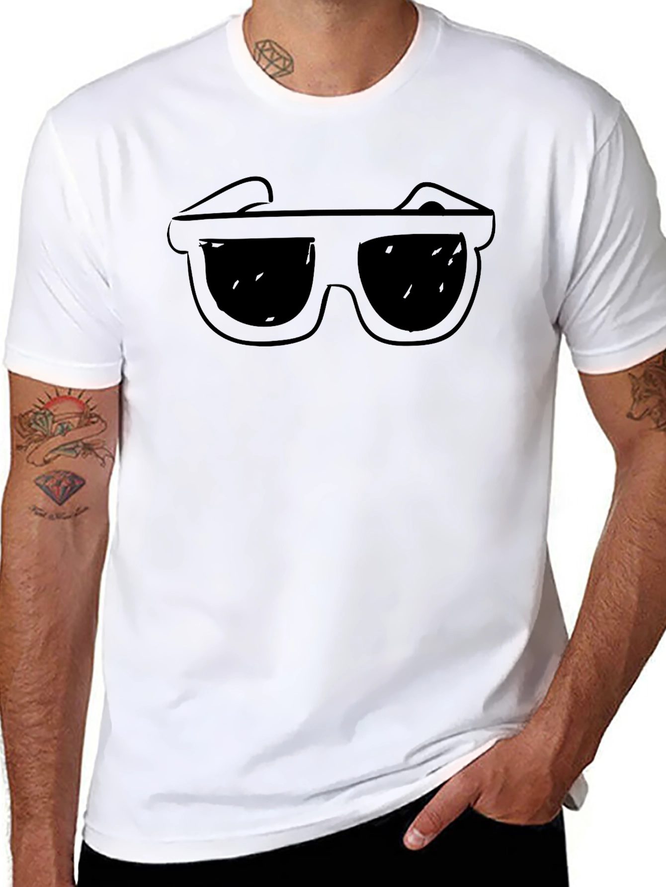 Cool Shades Graphic Tee - Black Cotton T-Shirt