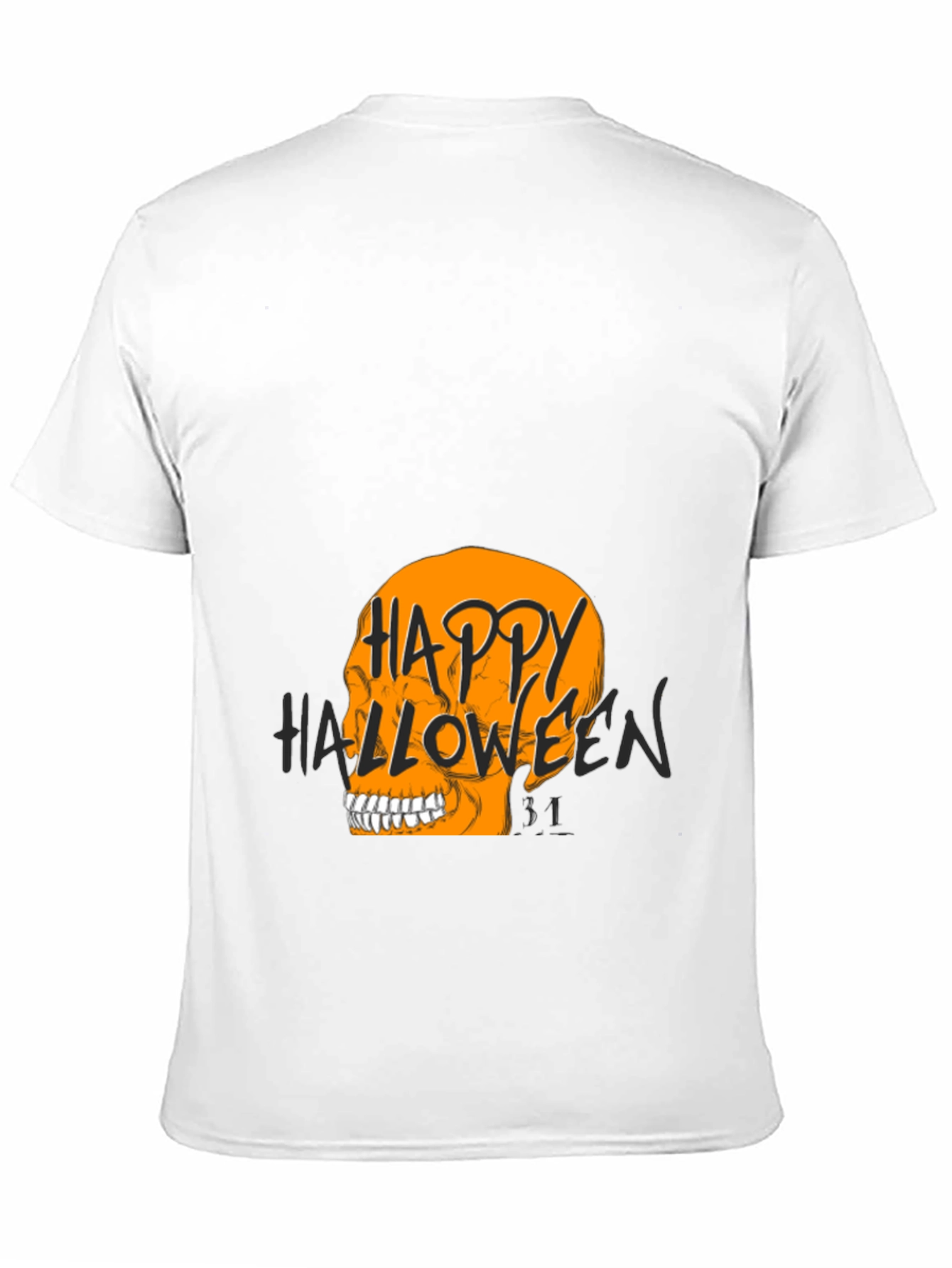 Happy Halloween Skull Graphic Tee - Black