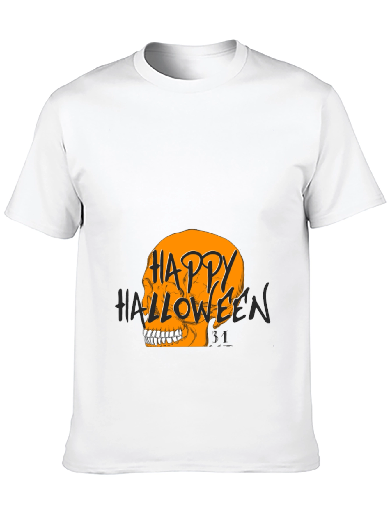 Happy Halloween Skull Graphic Tee - Black