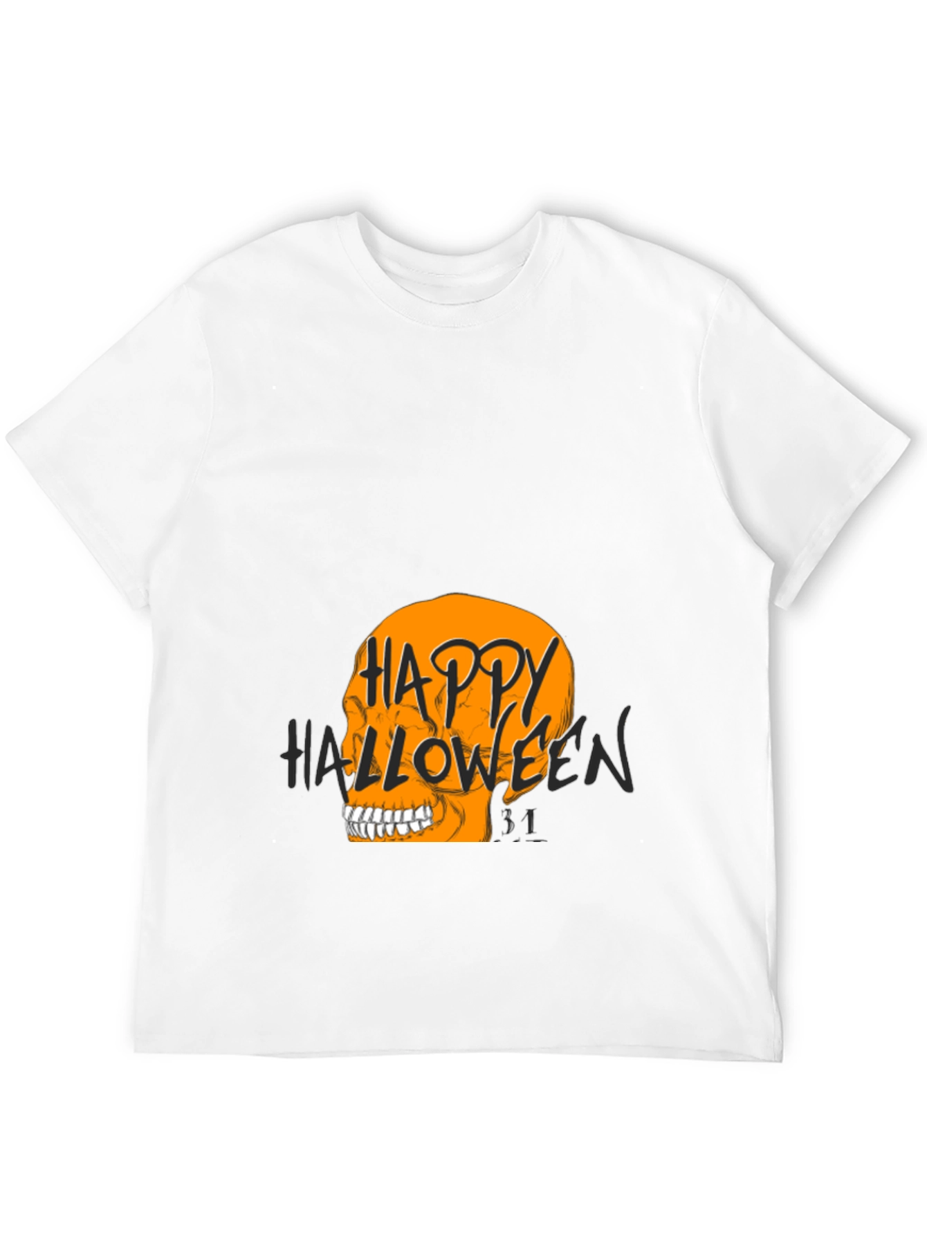 Happy Halloween Skull Graphic Tee - Black