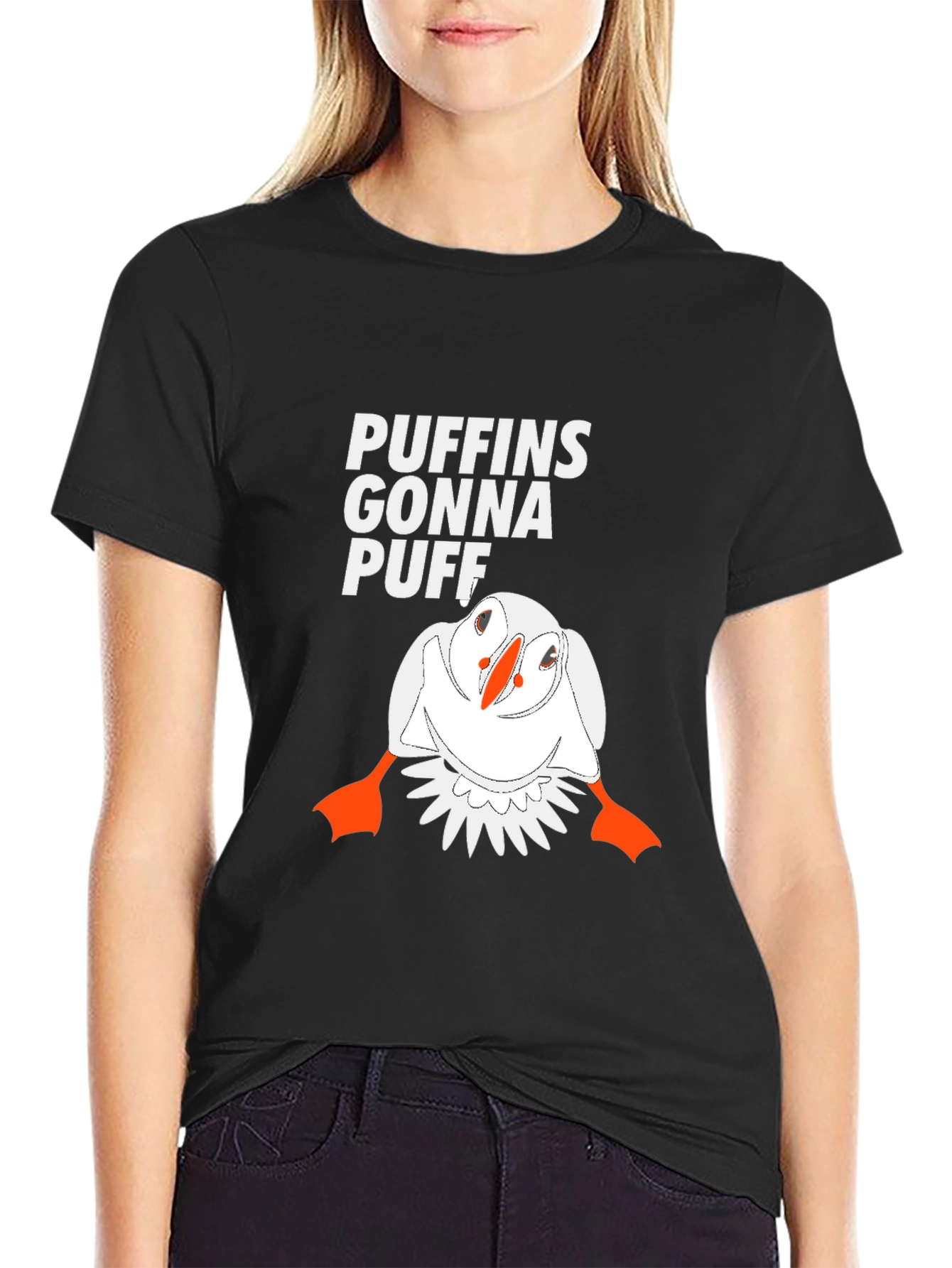 Puffins Gonna Puff Graphic Tee - Black Cotton T-Shirt