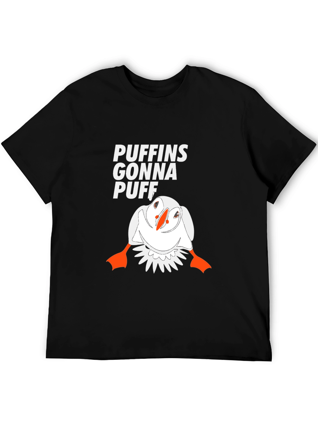 Puffins Gonna Puff Graphic Tee - Black Cotton T-Shirt