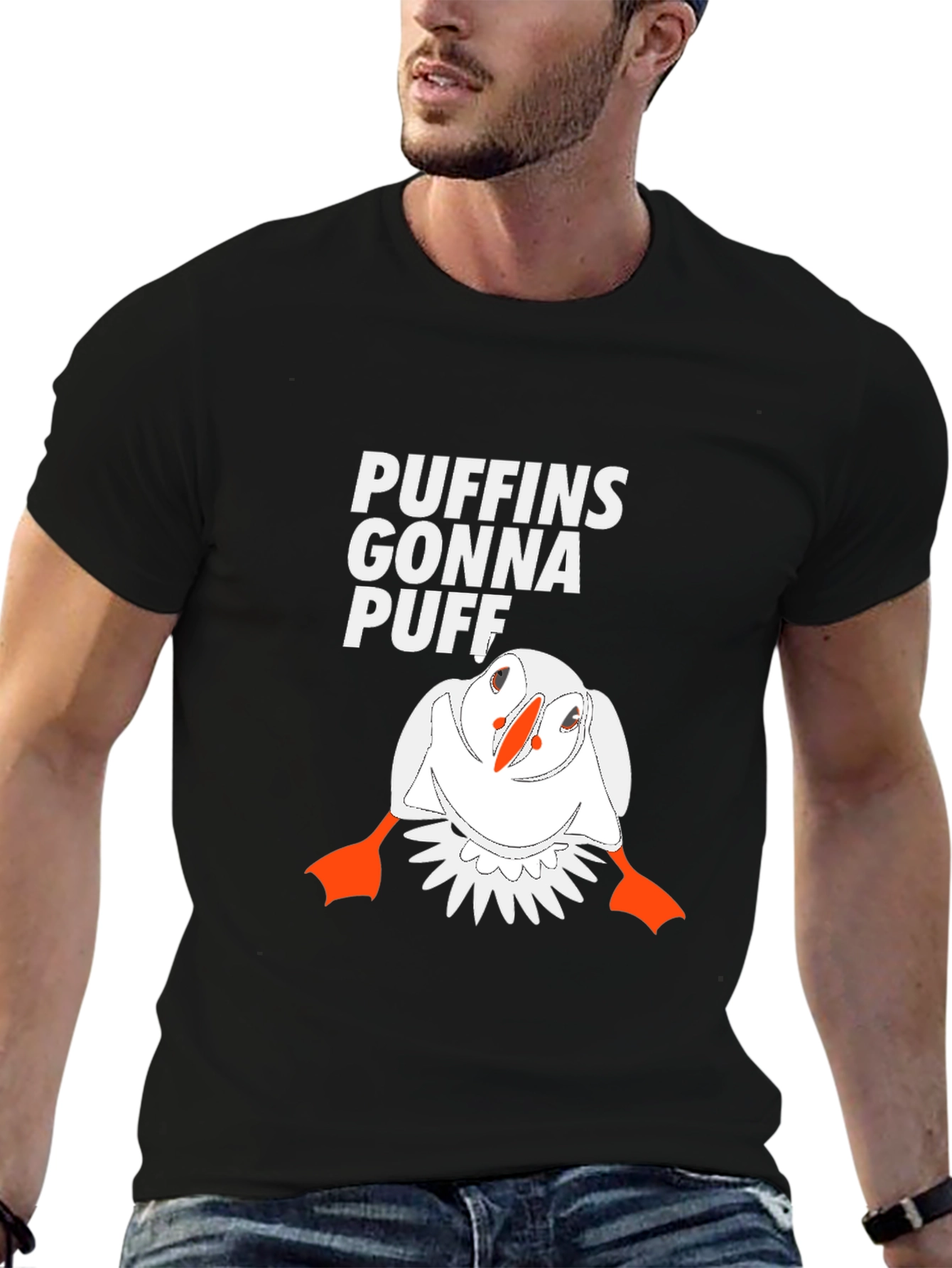 Puffins Gonna Puff Graphic Tee - Black Cotton T-Shirt
