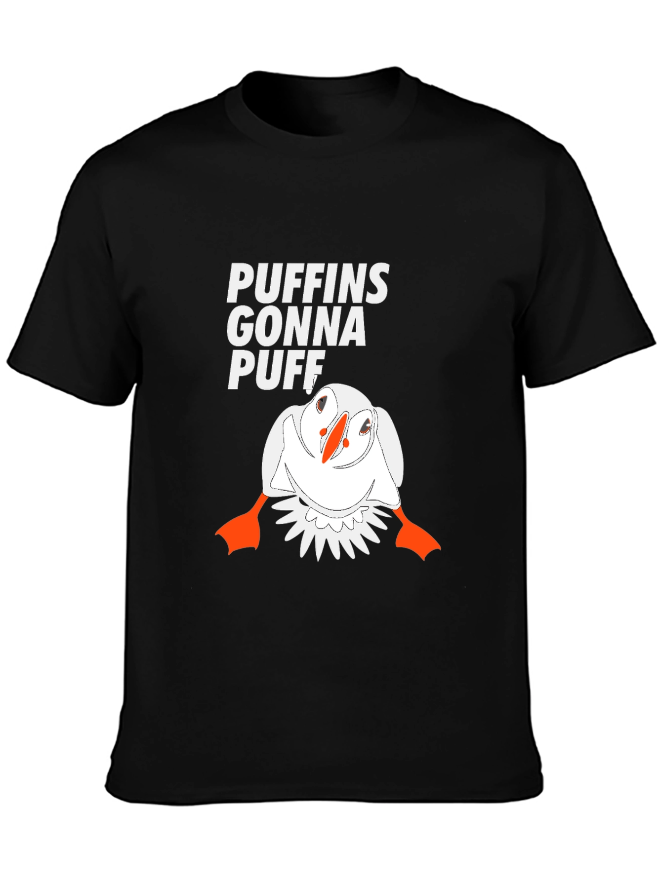 Puffins Gonna Puff Graphic Tee - Black Cotton T-Shirt