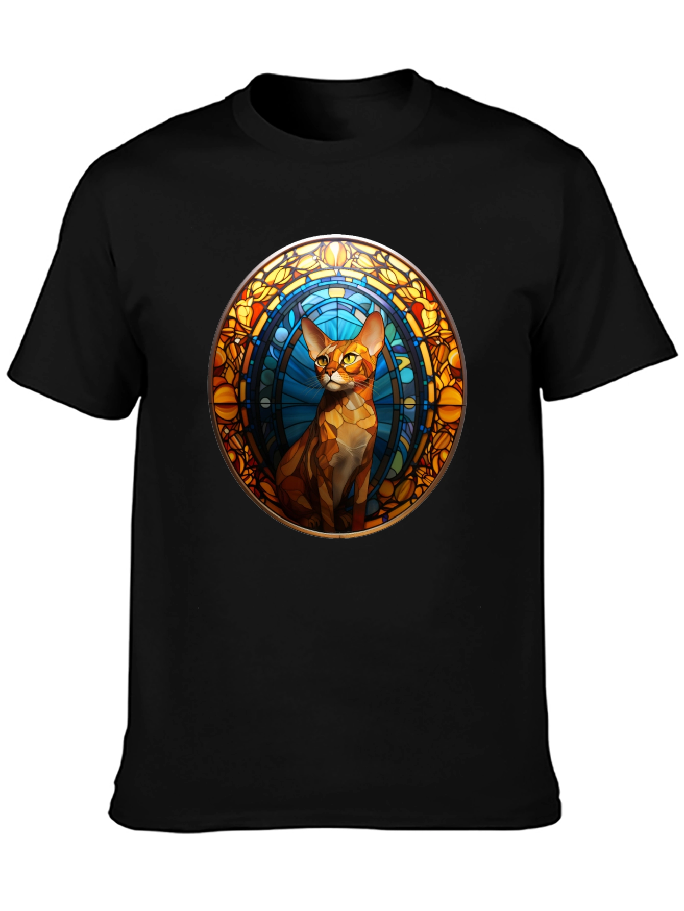 Stained Glass Cat Graphic Tee - Unique Design