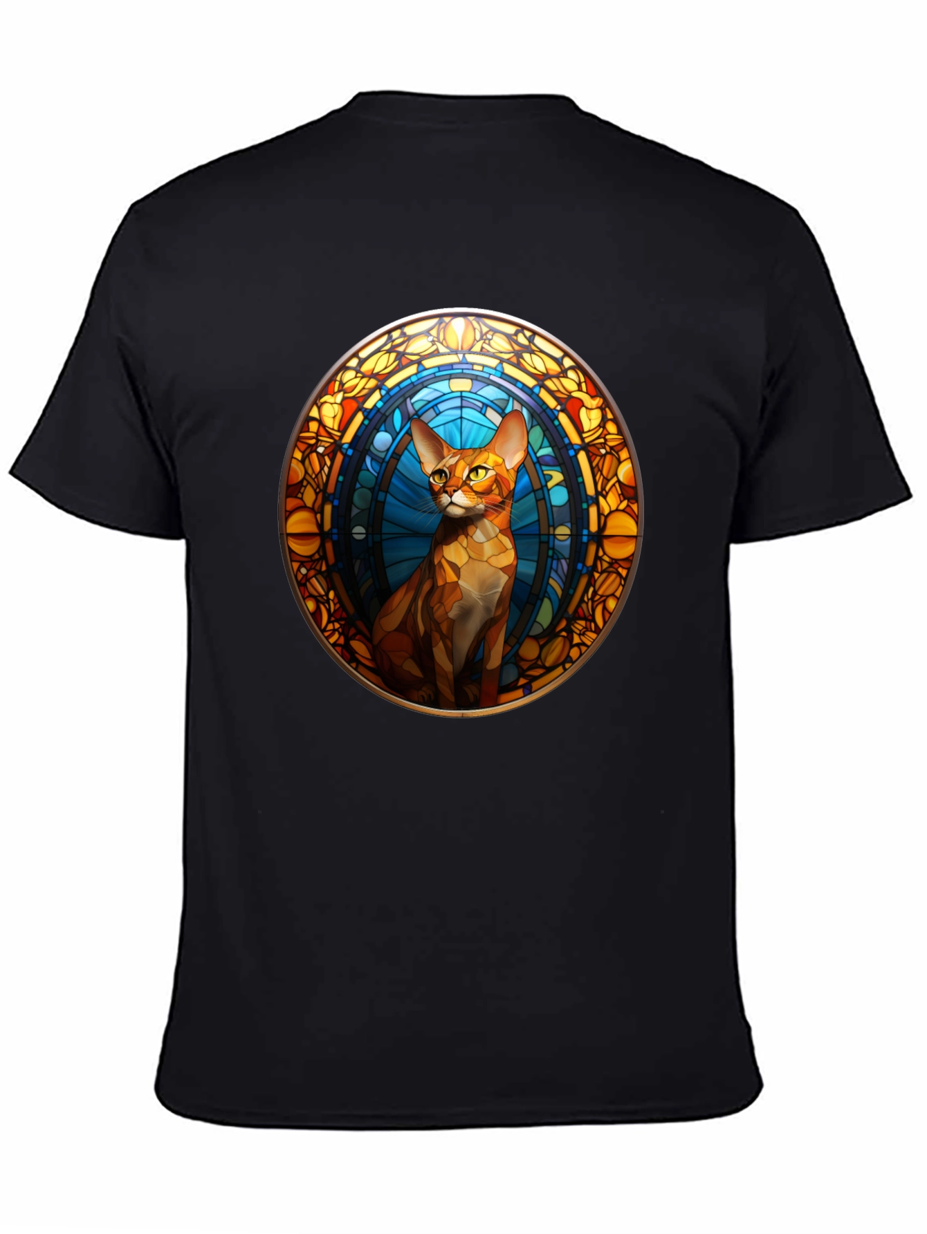 Stained Glass Cat Graphic Tee - Unique Design
