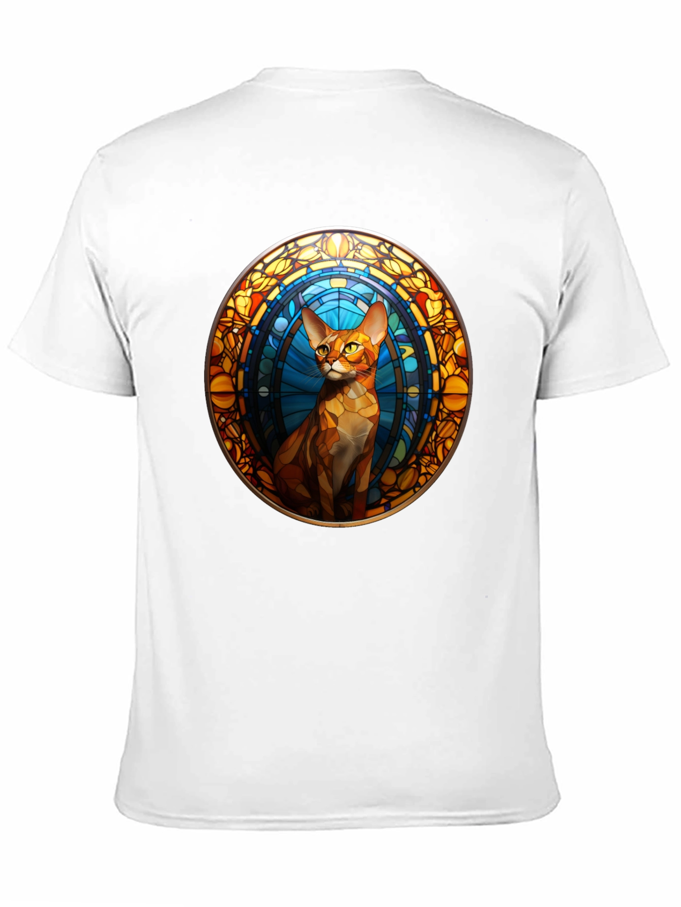 Stained Glass Cat Graphic Tee - Unique Design