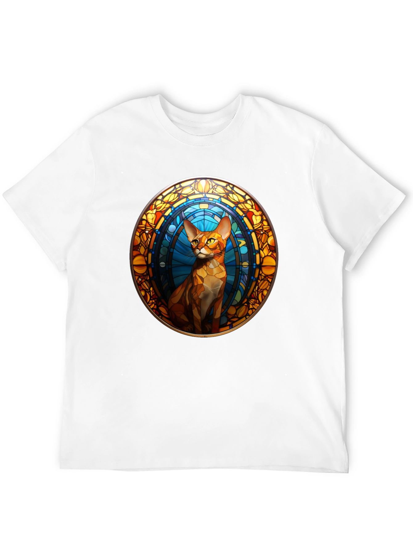Stained Glass Cat Graphic Tee - Unique Design