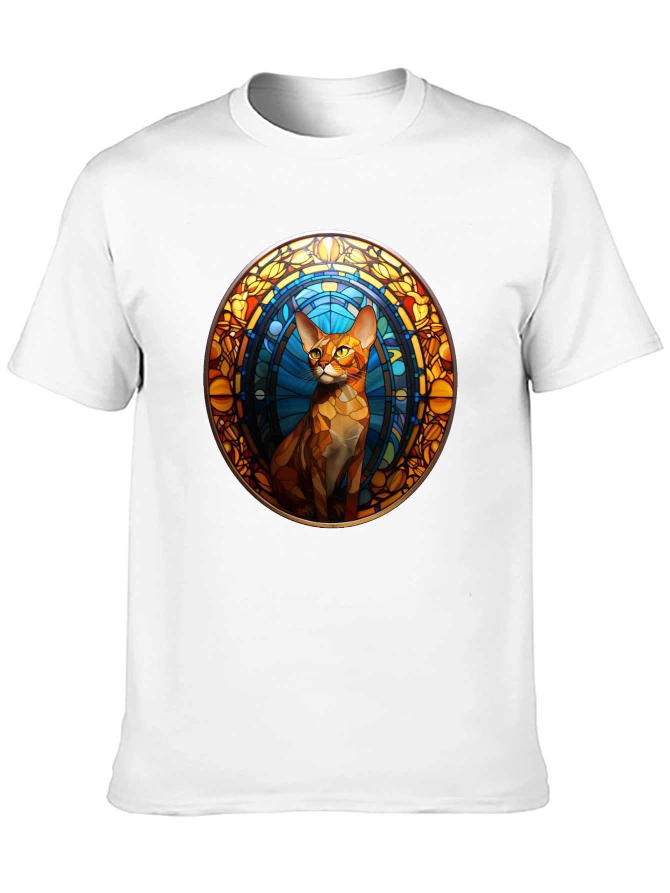 Stained Glass Cat Graphic Tee - Unique Design