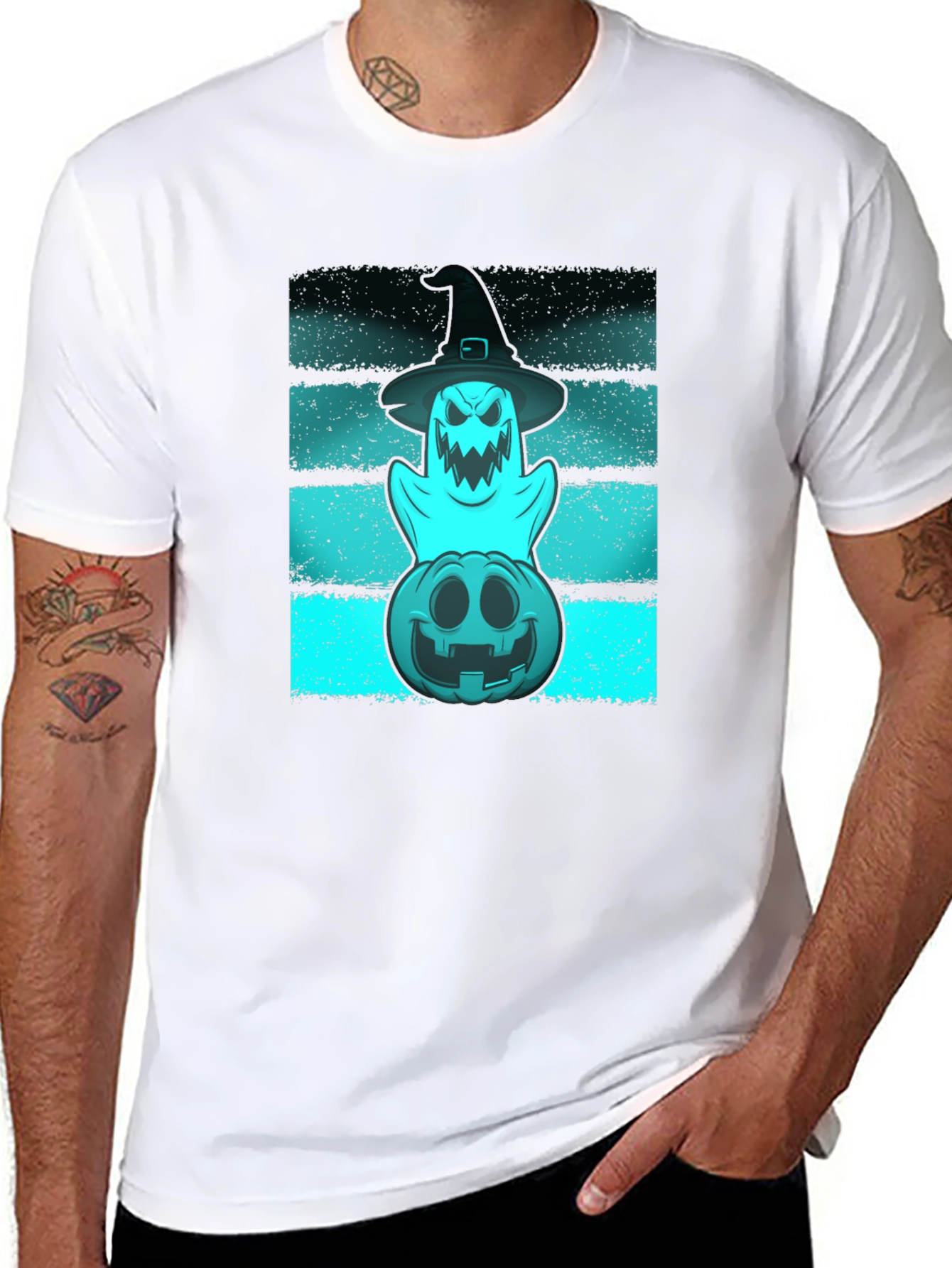 Halloween Ghost & Pumpkin Graphic Tee