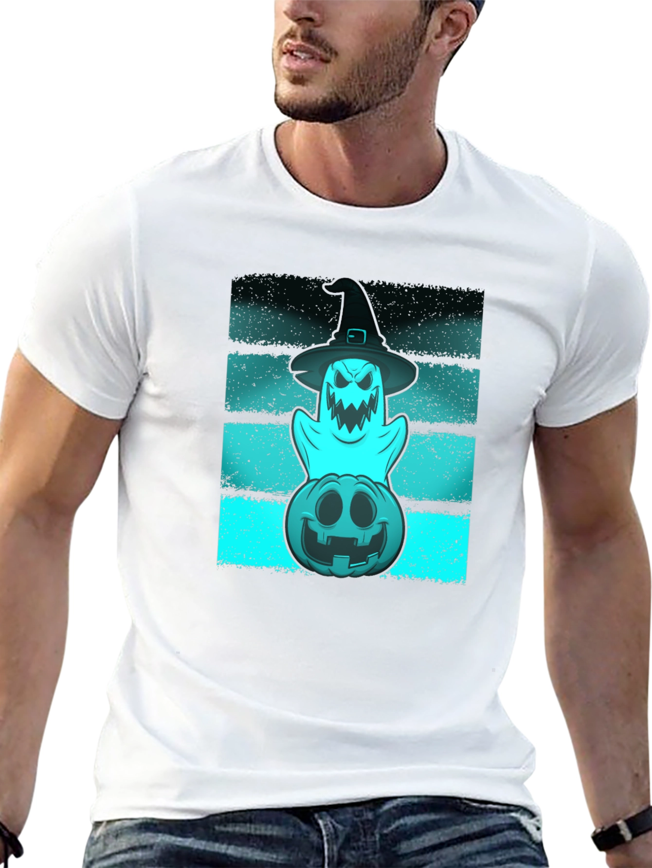 Halloween Ghost & Pumpkin Graphic Tee
