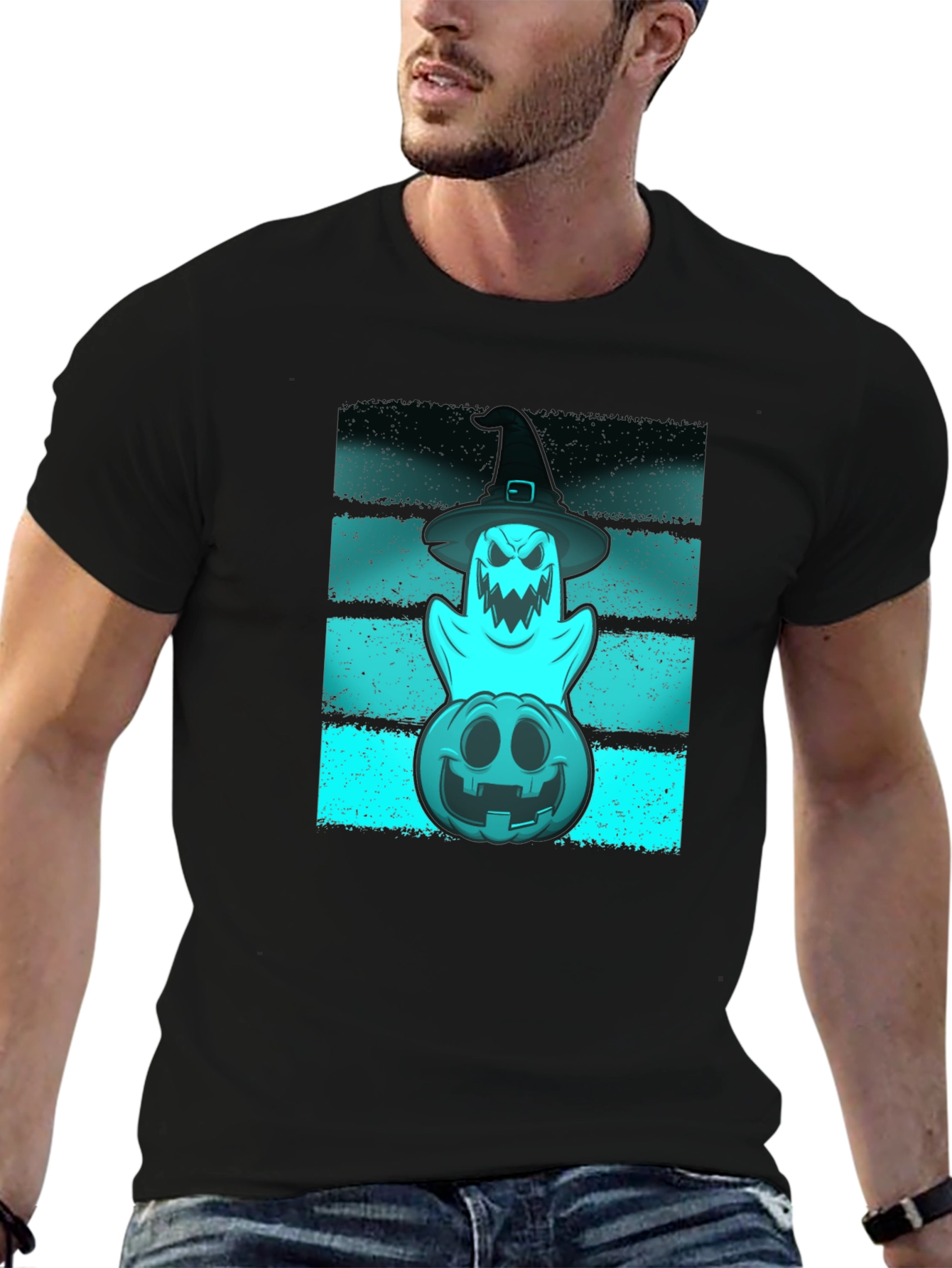 Halloween Ghost & Pumpkin Graphic Tee