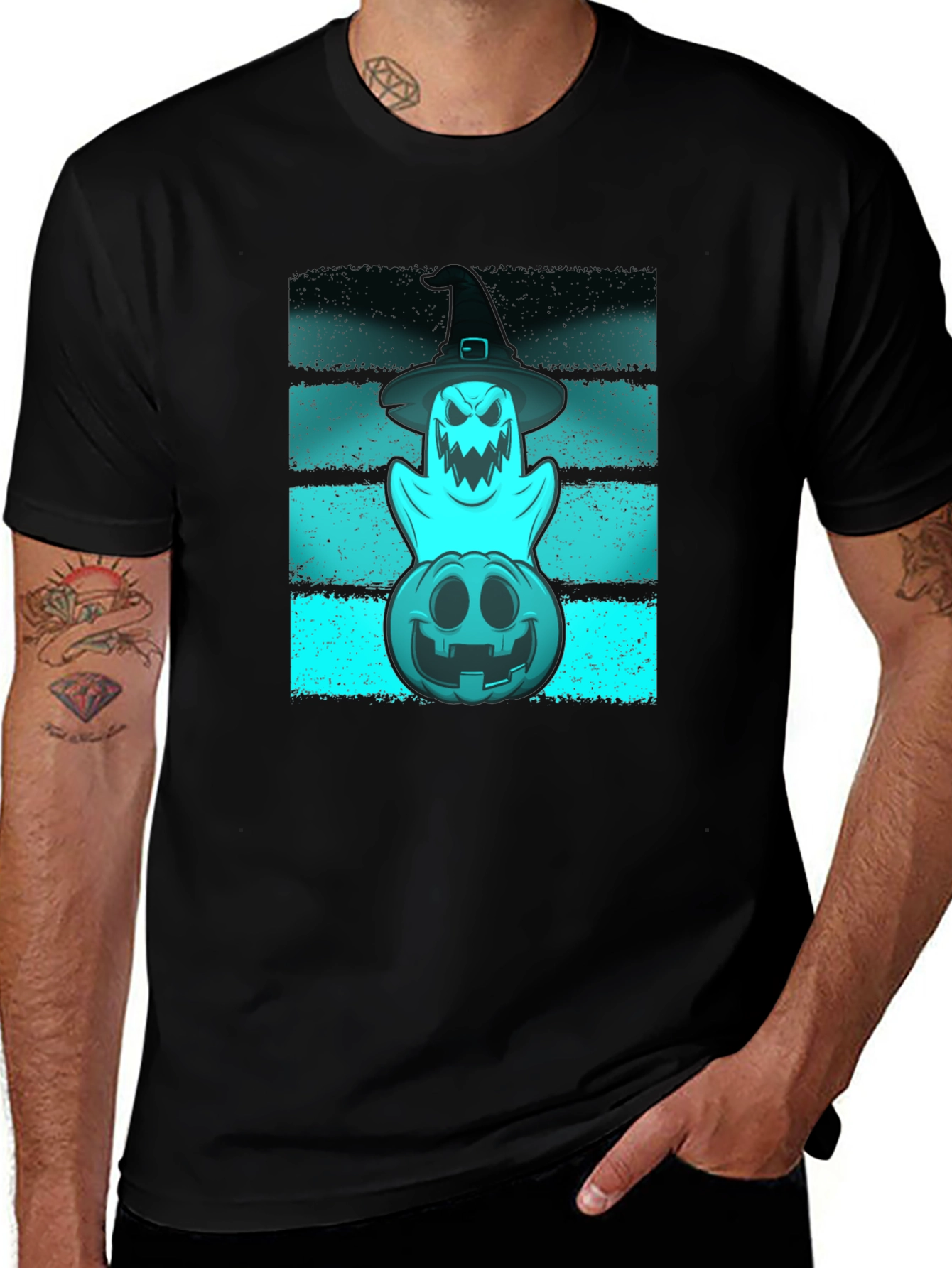 Halloween Ghost & Pumpkin Graphic Tee