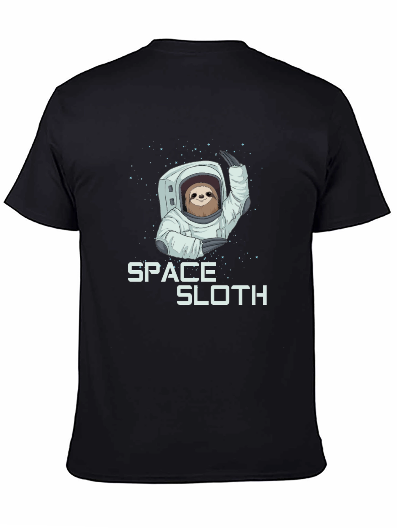 Space Sloth Graphic Tee - Black Cotton Blend